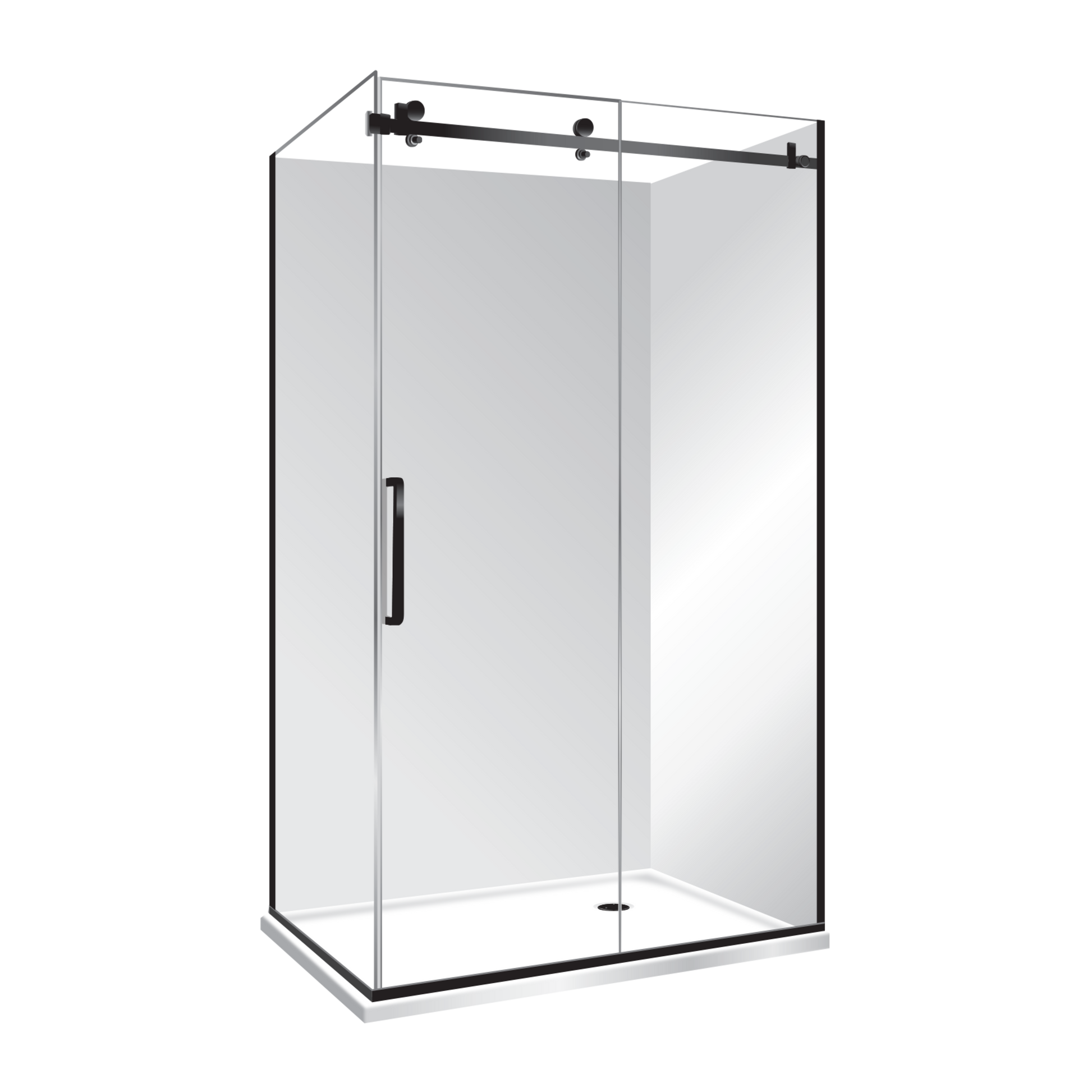 ELITE ACRYLIC LUXURY FRAMELESS 2 PANEL SLIDING SHOWER KIT - 2 COLOURS