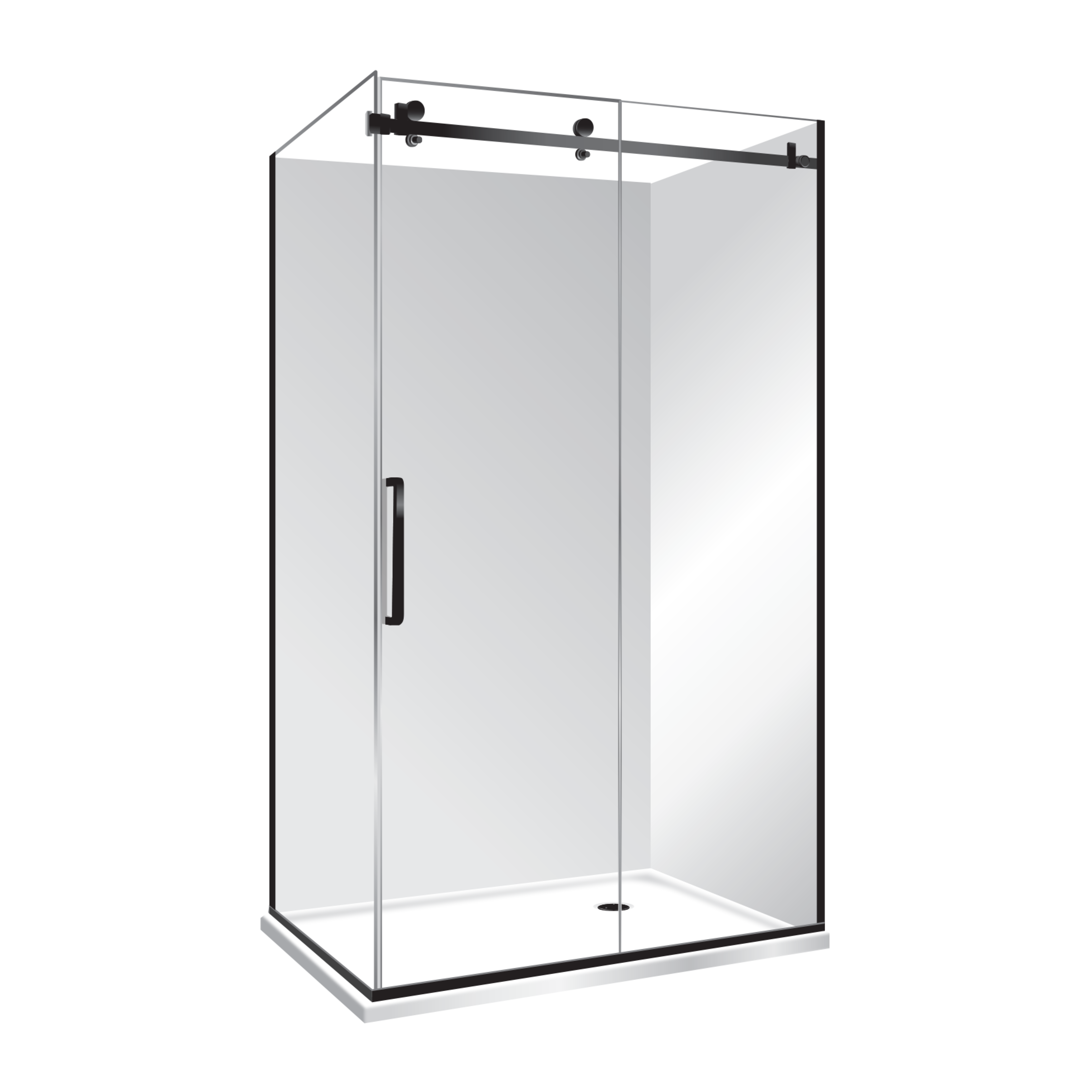 ELITE ACRYLIC LUXURY FRAMELESS 2 PANEL SLIDING SHOWER KIT - 2 COLOURS