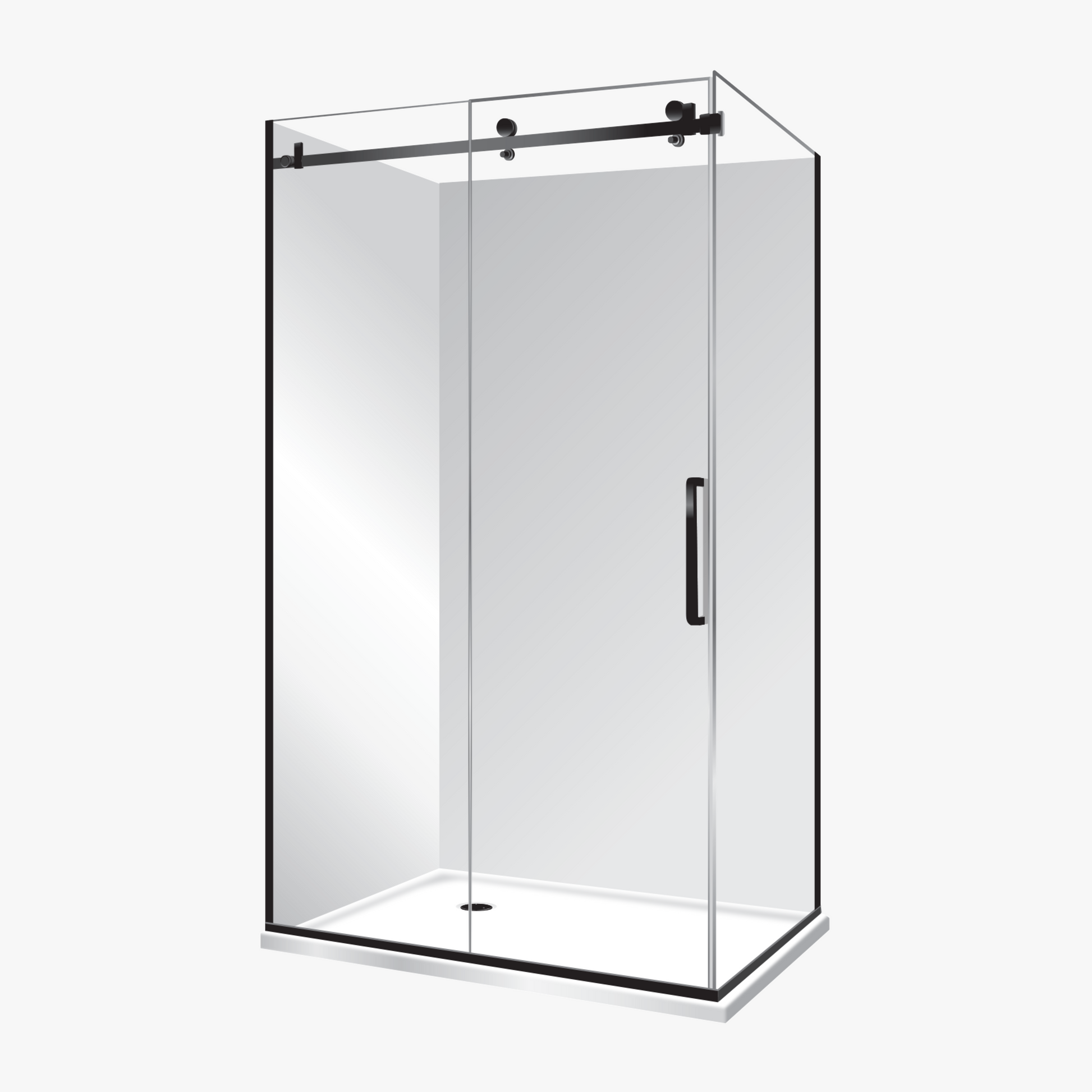 ELITE ACRYLIC LUXURY FRAMELESS 2 PANEL SLIDING SHOWER KIT - 2 COLOURS