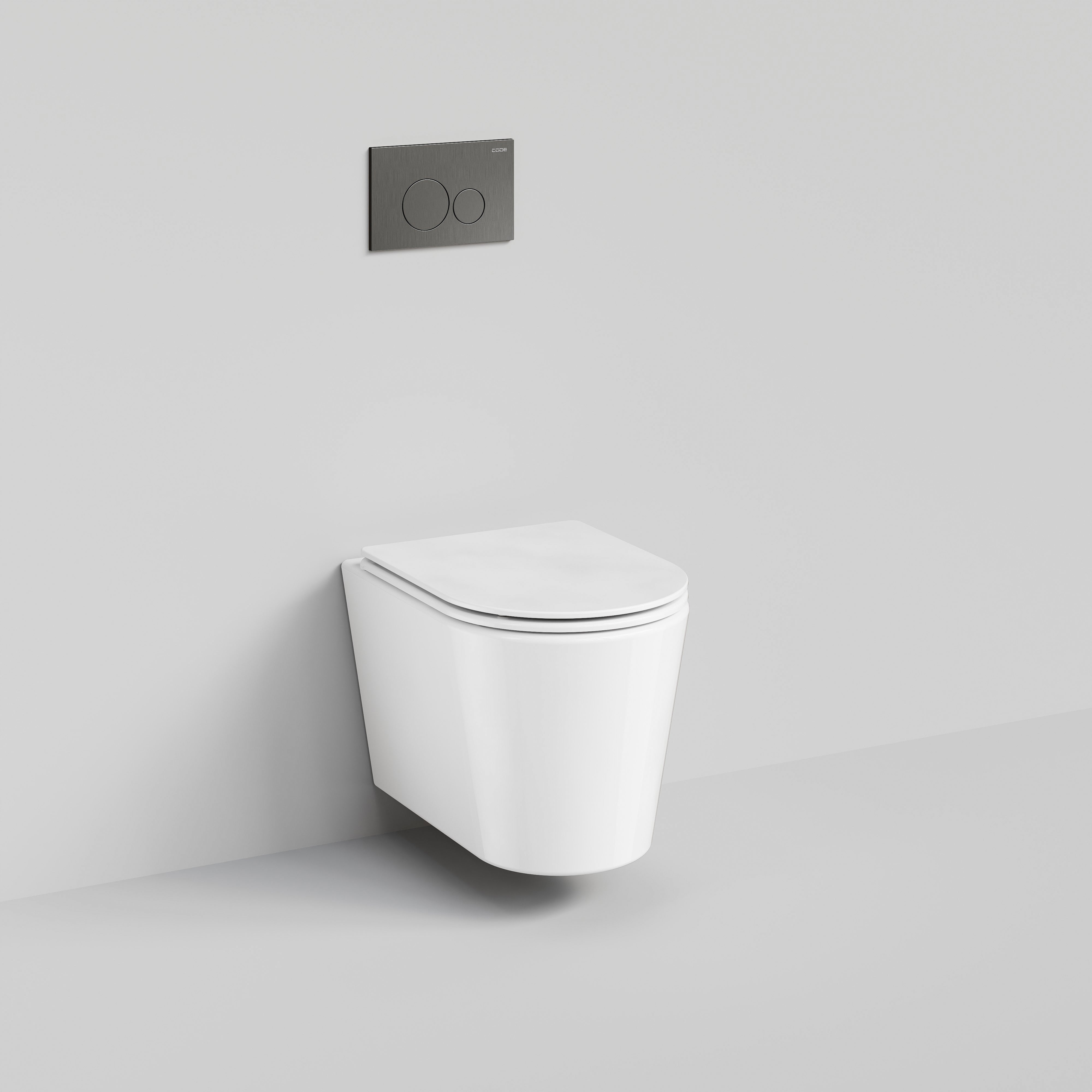 CODE PURE TYPHOON WALL HUNG TOILET SUITE x GUNMETAL BUTTON