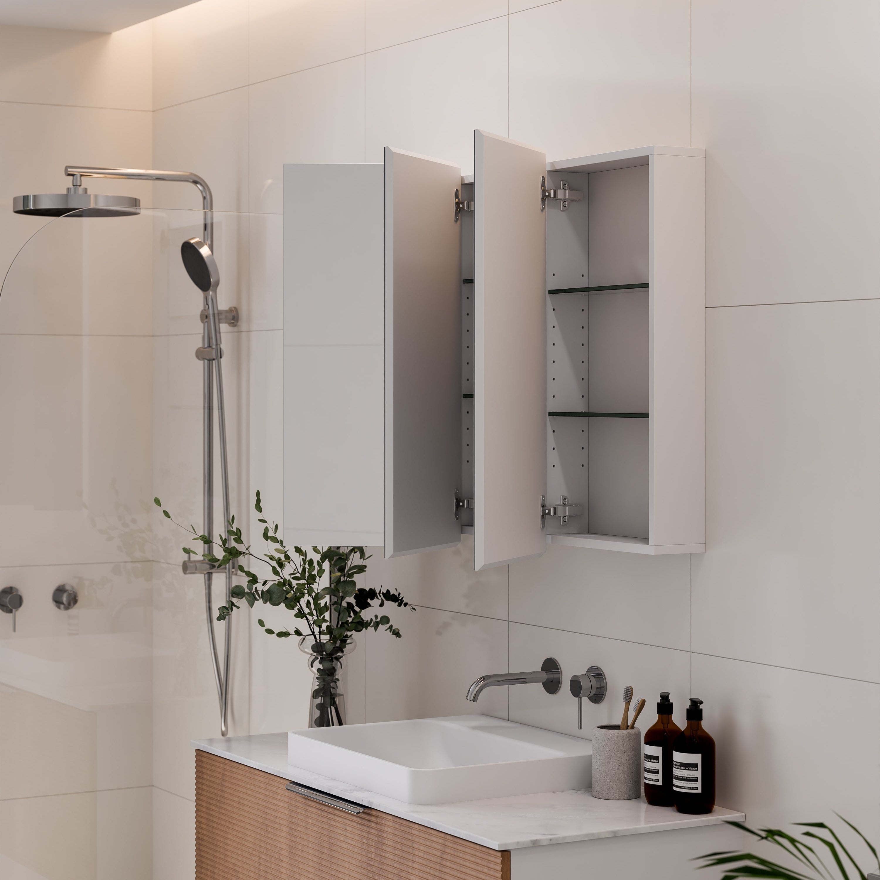 Code Luxe 1050mm Mirror Cabinet With Demister | 3 Door
