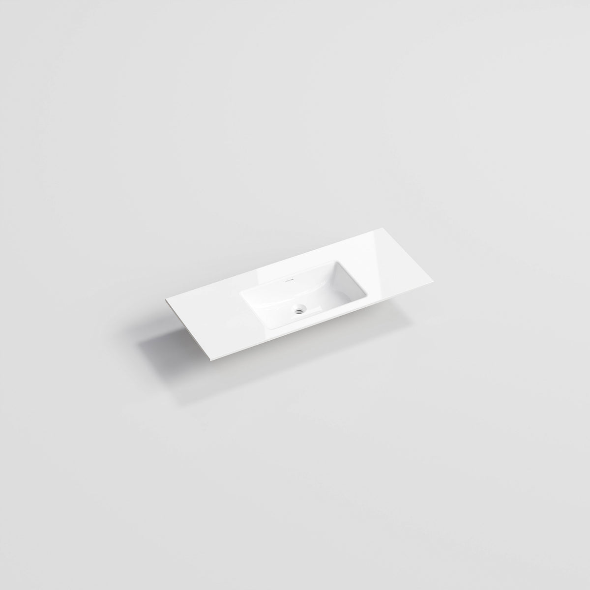 Pavia 1200 gloss white polymarble vanity basin top with inset bowl