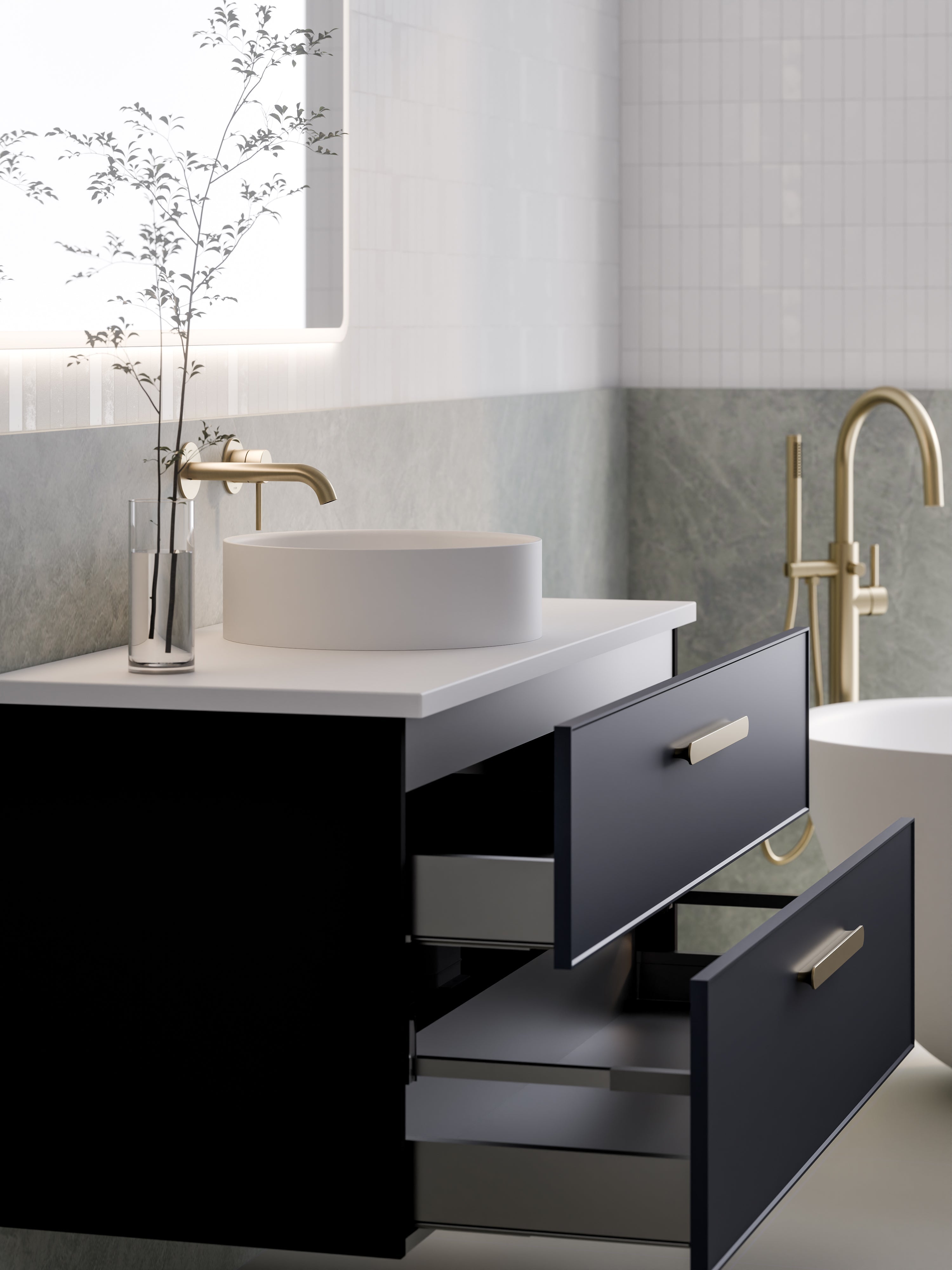 Lineare 1200 Vanity | Double Drawer | Flat Slab Top | Axel Front
