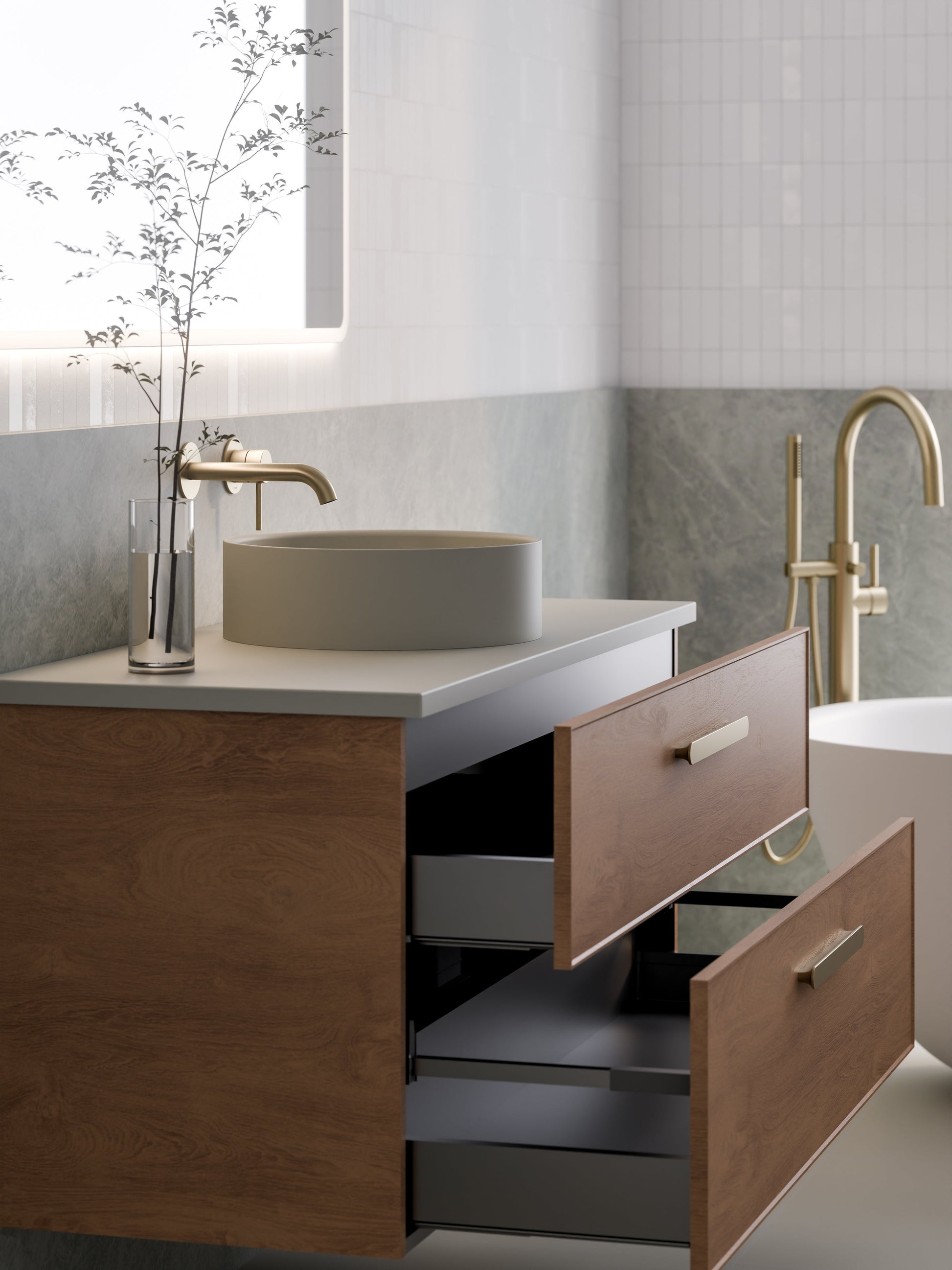 Lineare 1200 Vanity | Double Drawer | Flat Slab Top | Axel Front