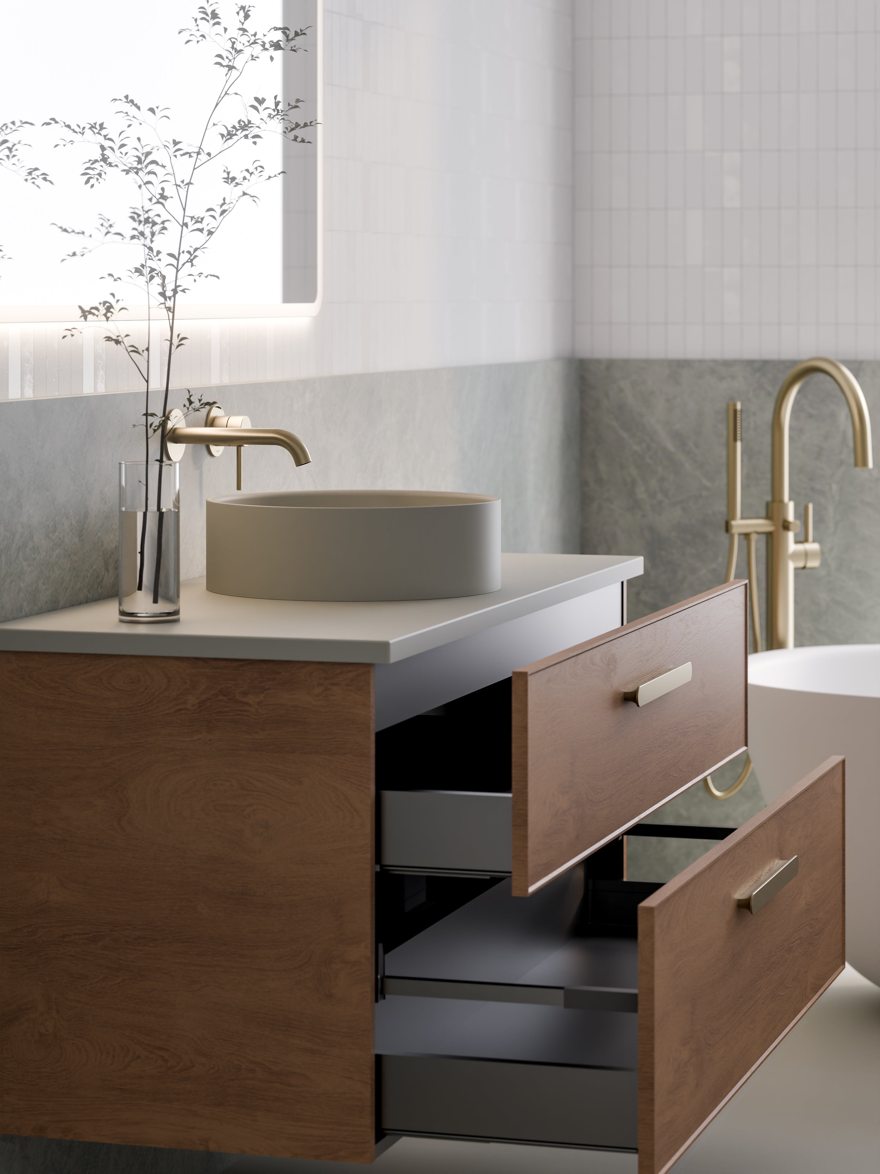 Lineare 1200 Vanity | Double Drawer | Flat Slab Top | Axel Front
