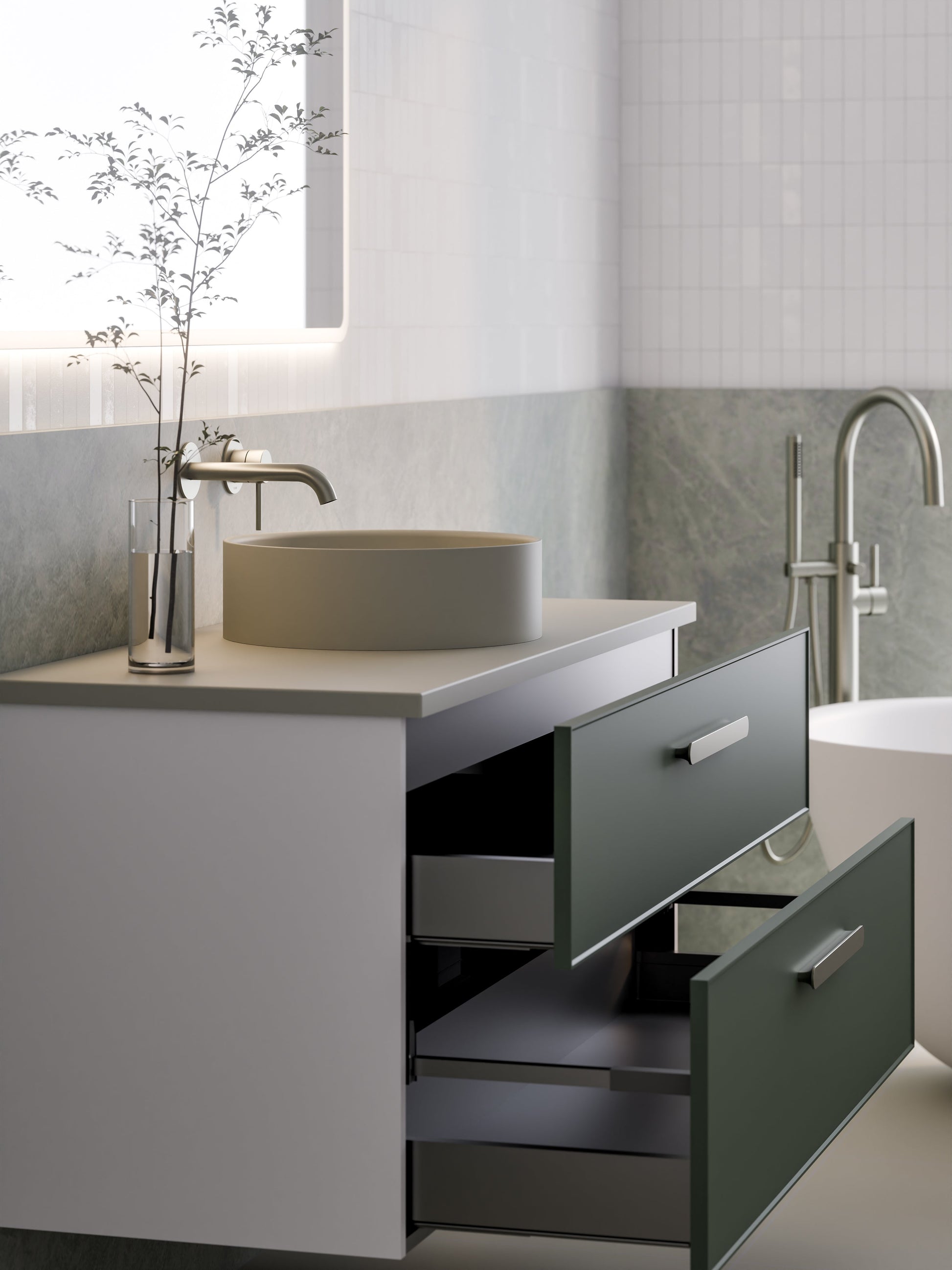 Lineare 1200 Vanity | Double Drawer | Flat Slab Top | Axel Front