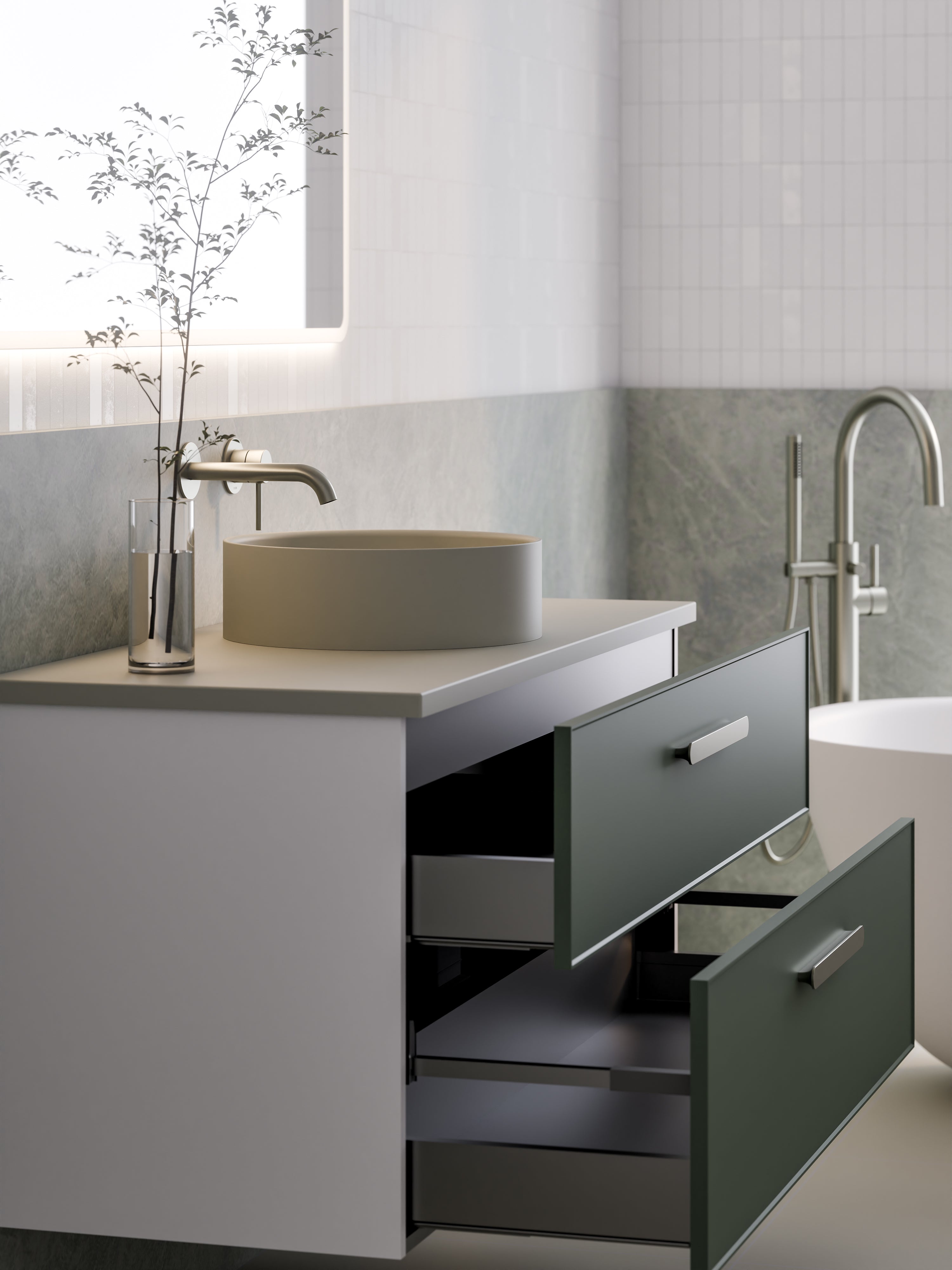 Lineare 1200 Vanity | Double Drawer | Flat Slab Top | Axel Front