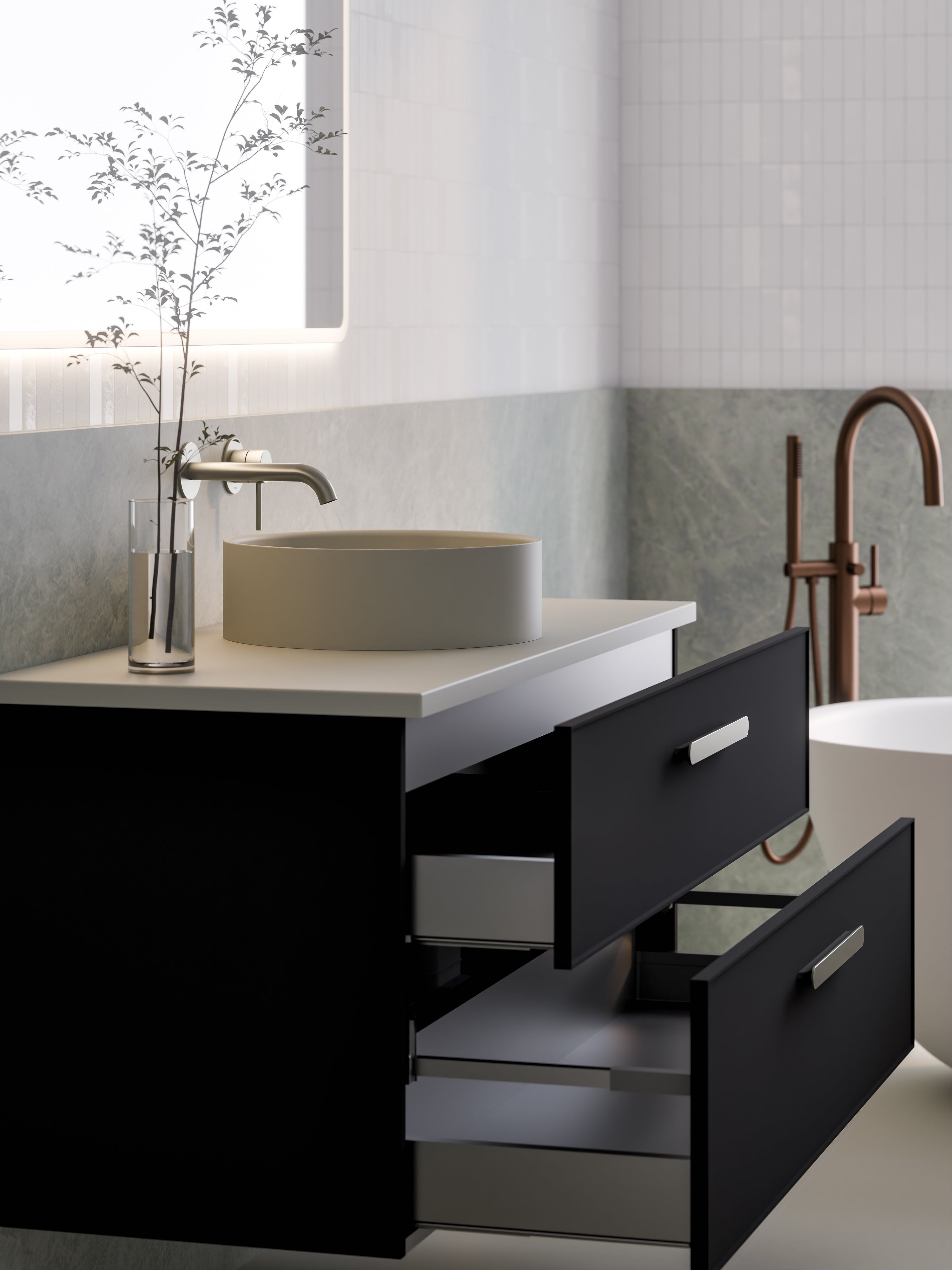 Lineare 1200 Vanity | Double Drawer | Flat Slab Top | Axel Front