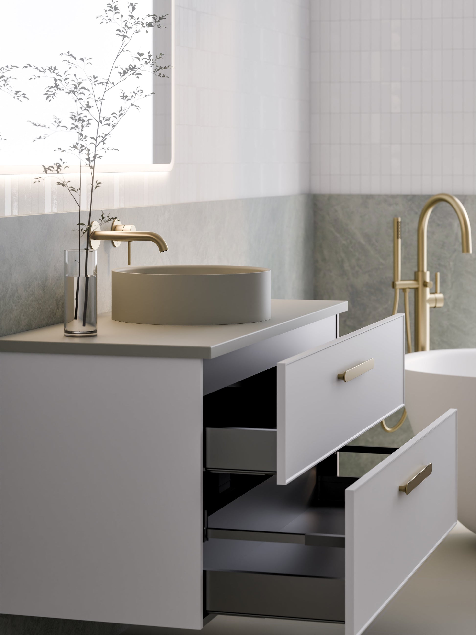 Lineare 1200 Vanity | Double Drawer | Flat Slab Top | Axel Front