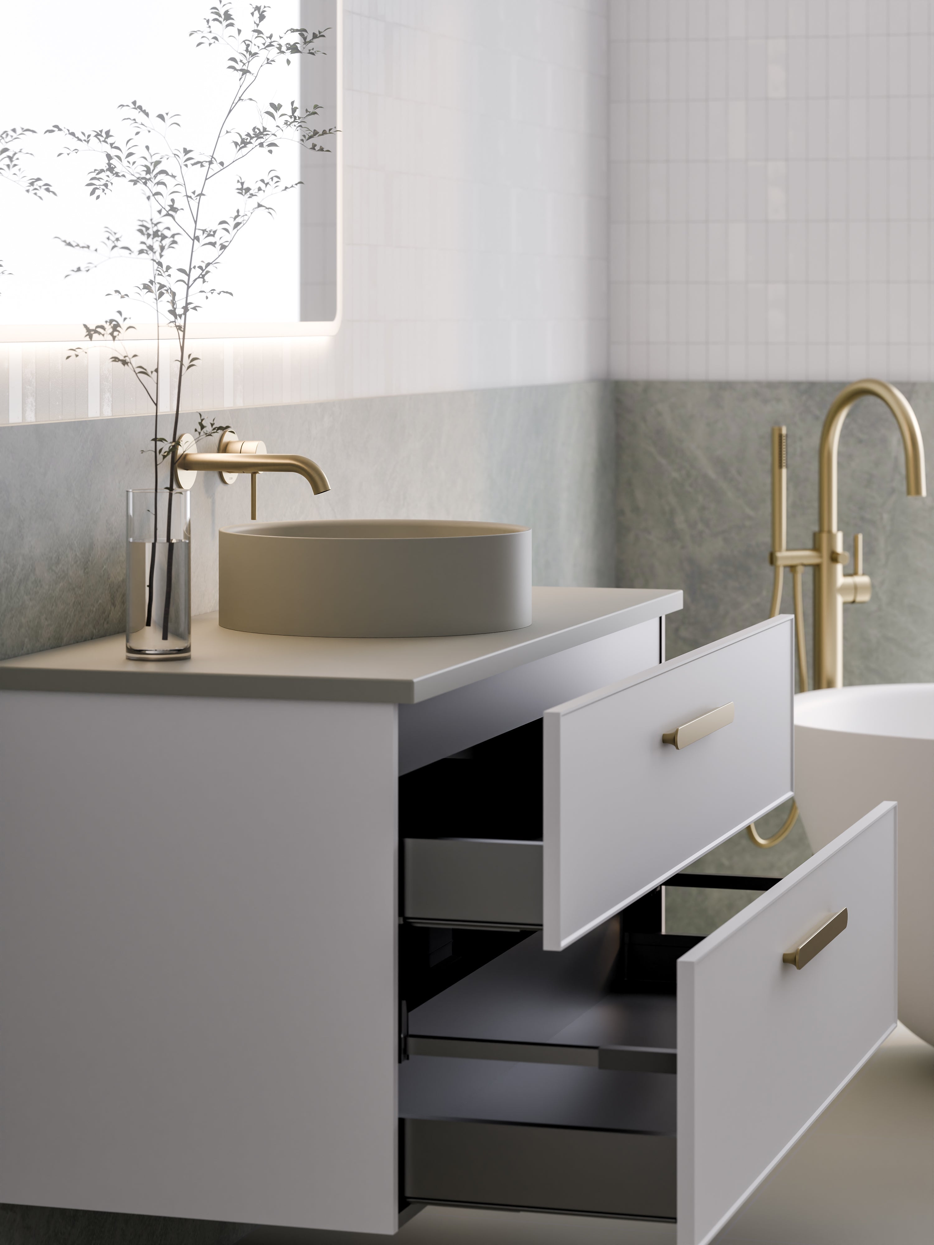 Lineare 1200 Vanity | Double Drawer | Flat Slab Top | Axel Front