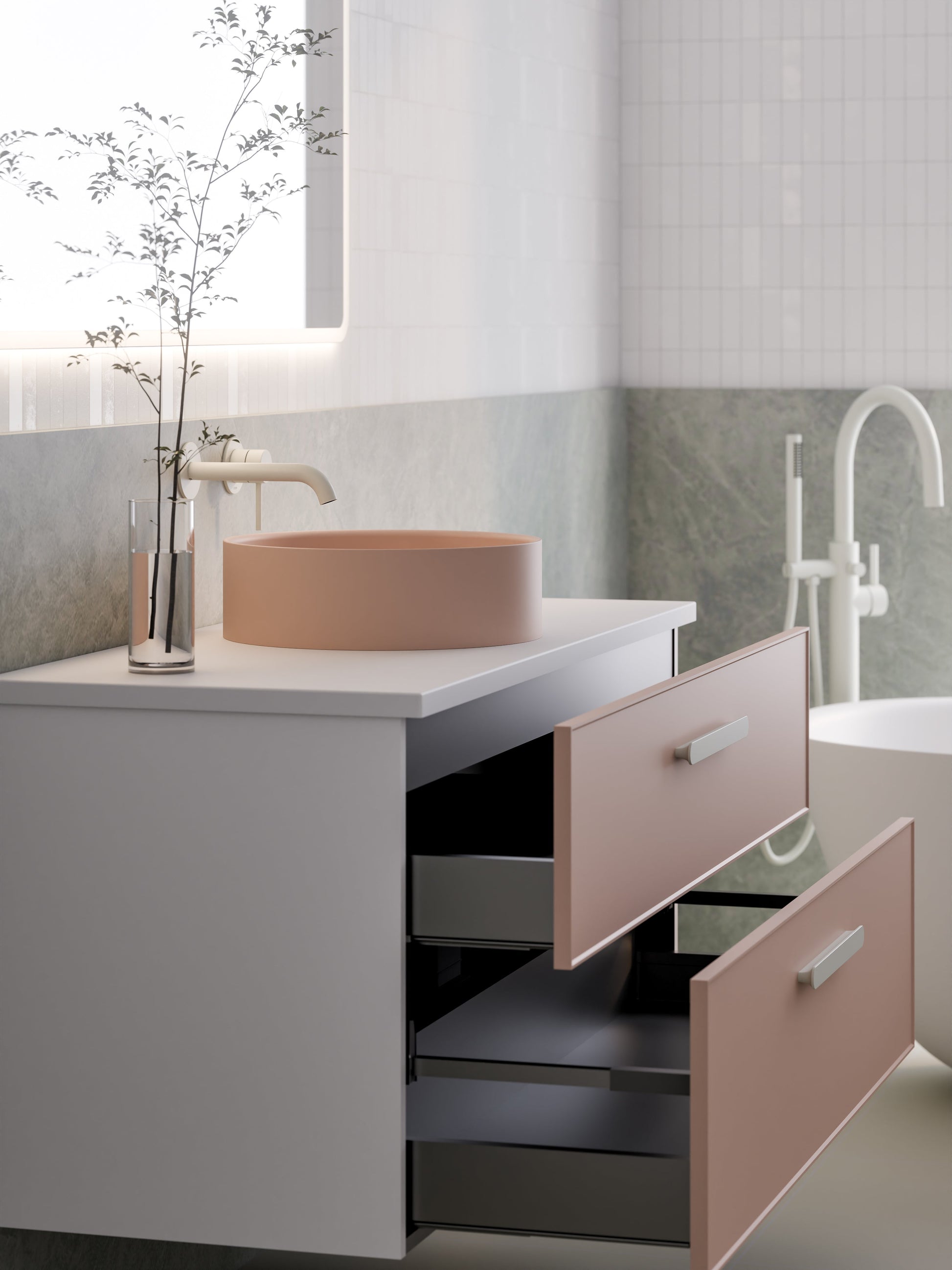 Lineare 1200 Vanity | Double Drawer | Flat Slab Top | Axel Front