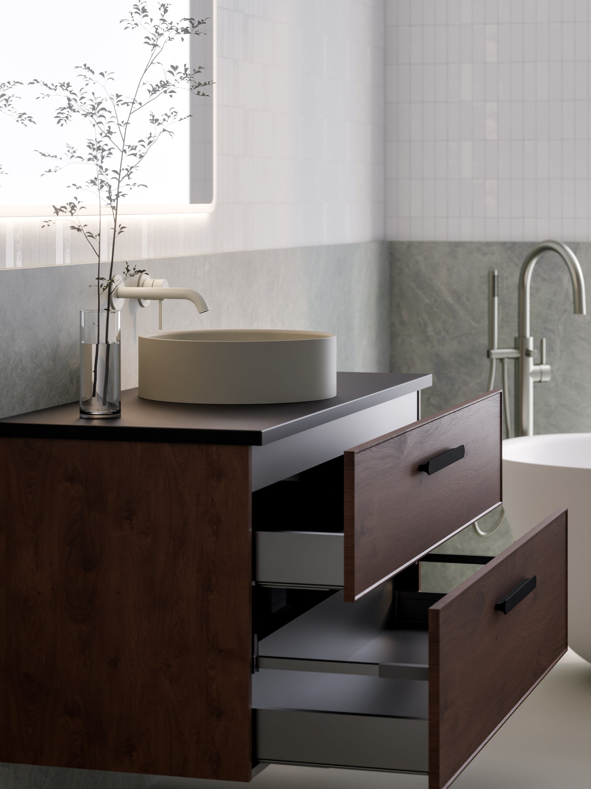 Lineare 1200 Vanity | Double Drawer | Flat Slab Top | Axel Front