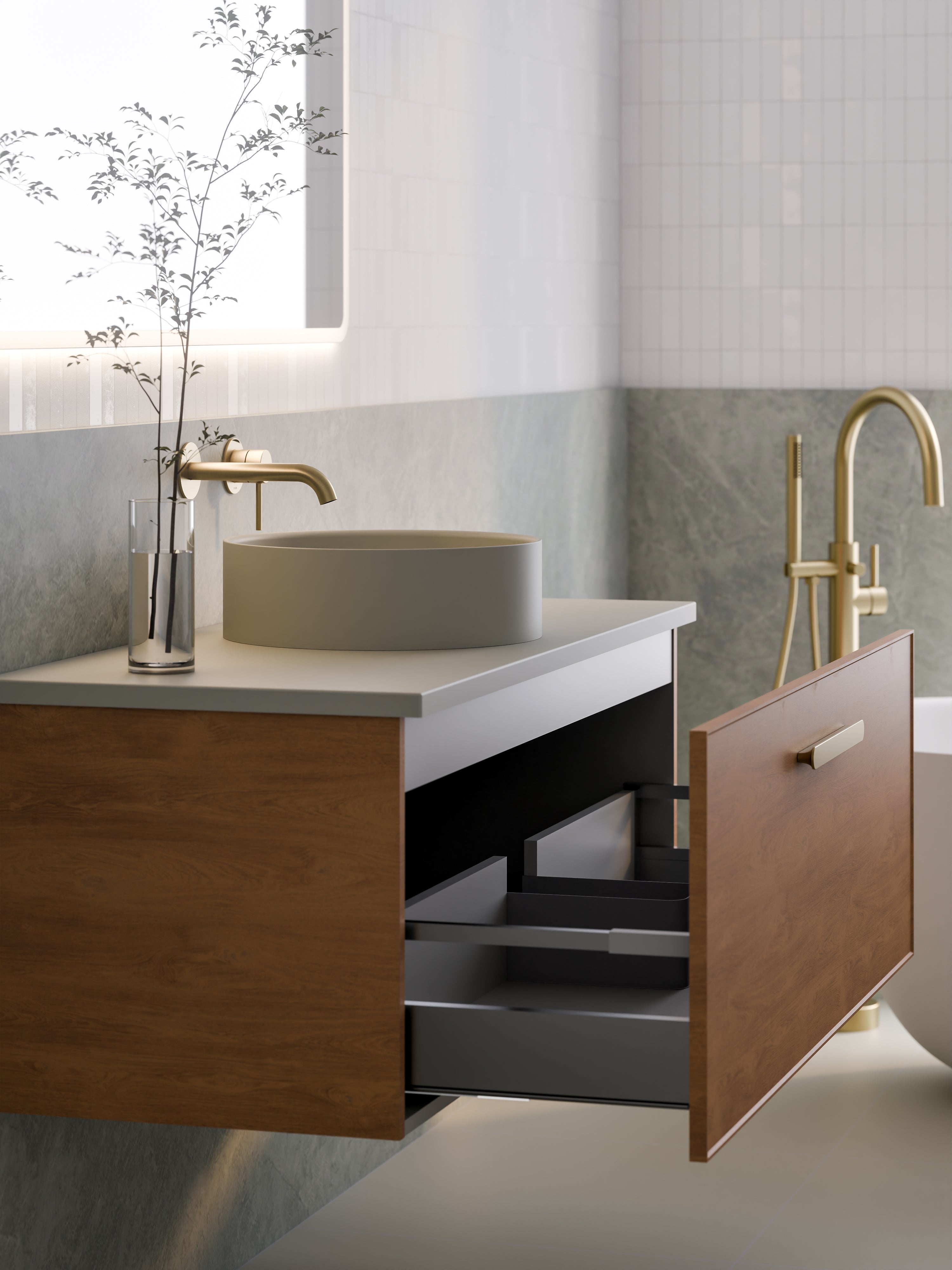 Lineare 1200 Vanity | Single Drawer | Flat Slab Top | Axel Front