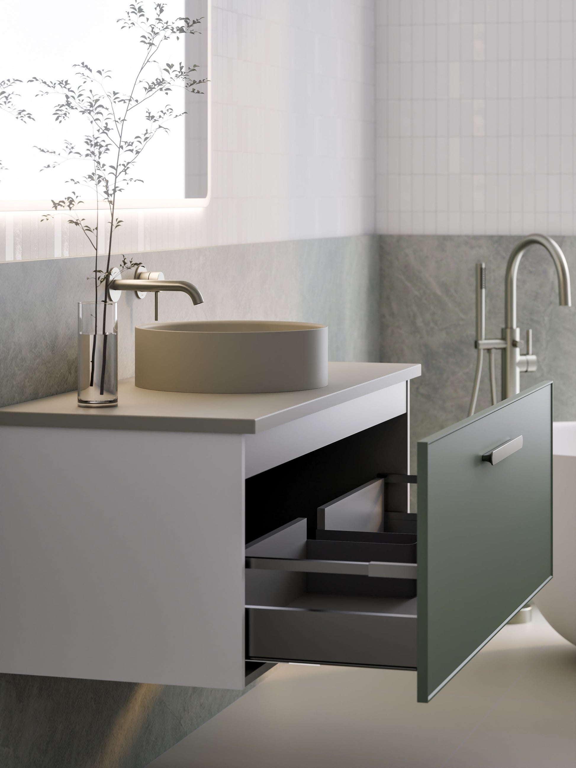Lineare 1200 Vanity | Single Drawer | Flat Slab Top | Axel Front