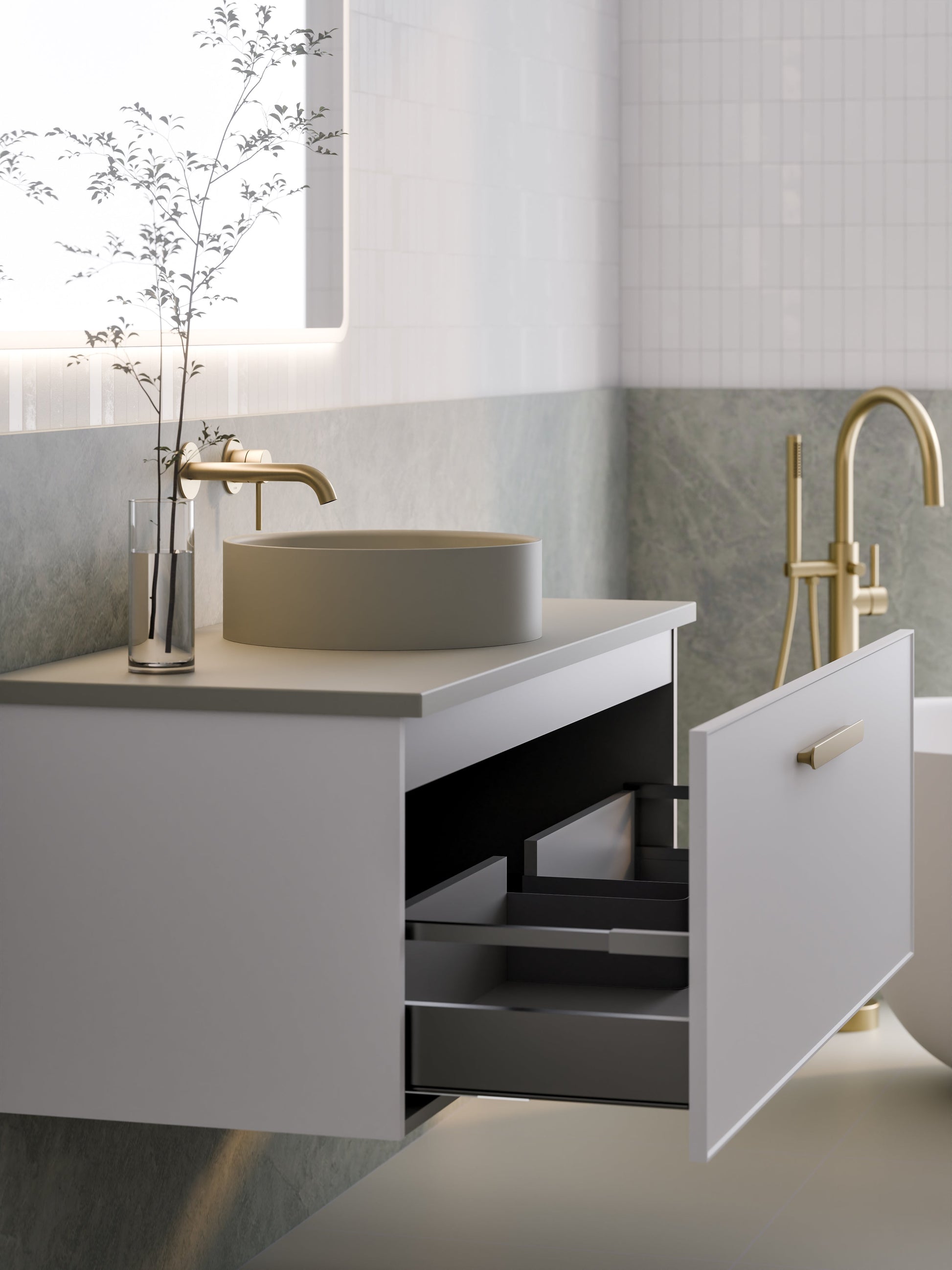 Lineare 1200 Vanity | Single Drawer | Flat Slab Top | Axel Front