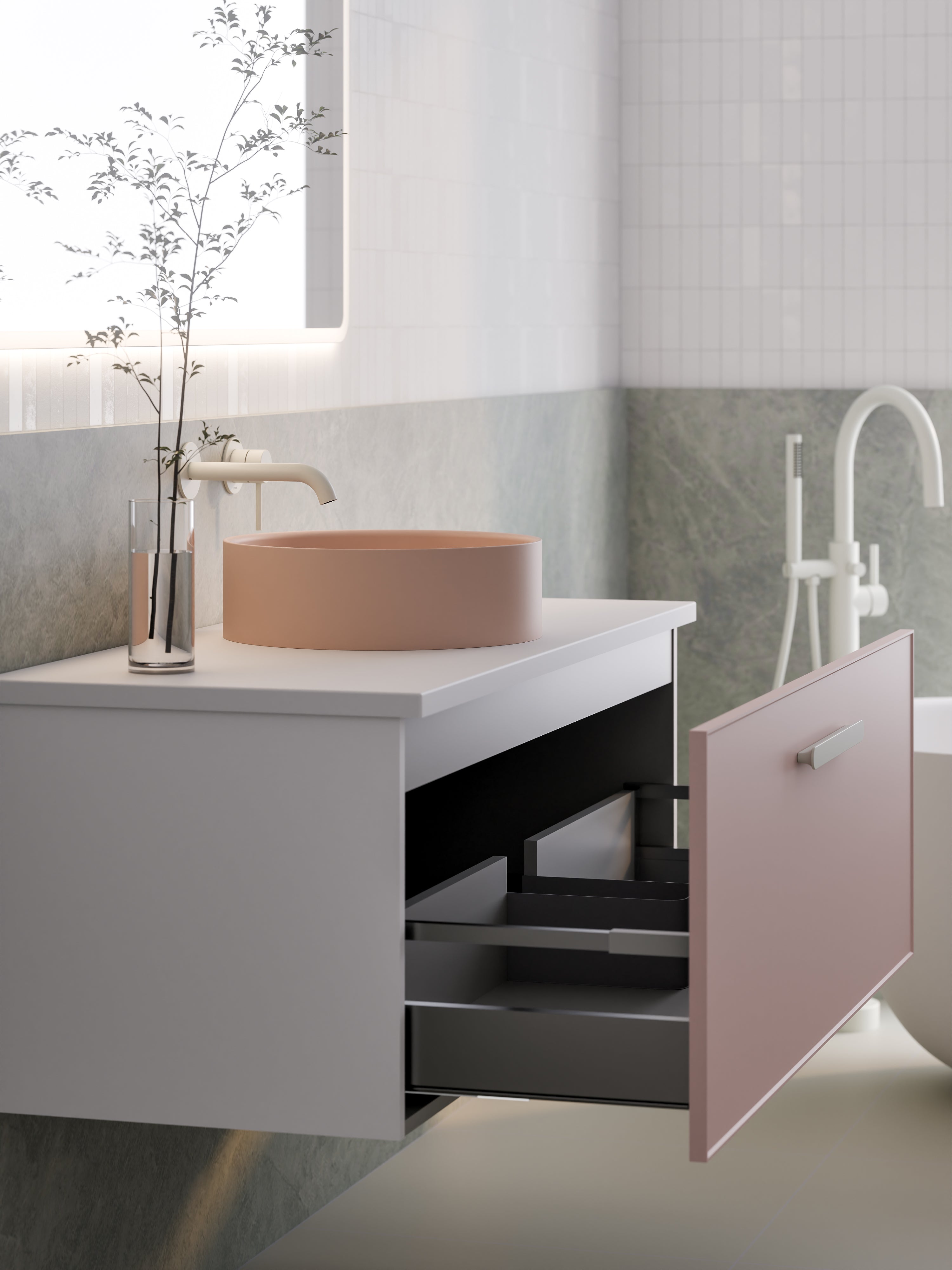 Lineare 1200 Vanity | Single Drawer | Flat Slab Top | Axel Front