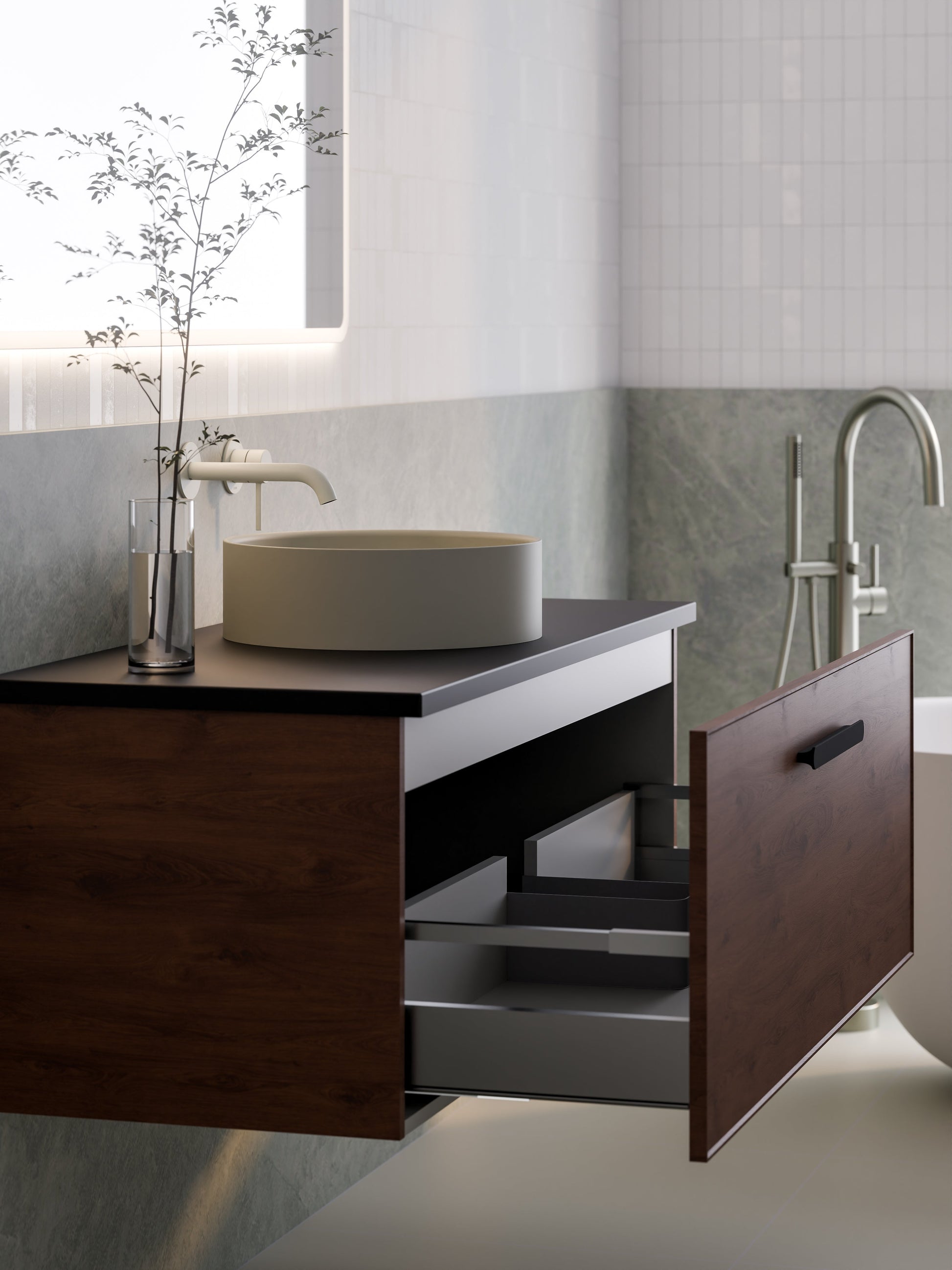 Lineare 1200 Vanity | Single Drawer | Flat Slab Top | Axel Front
