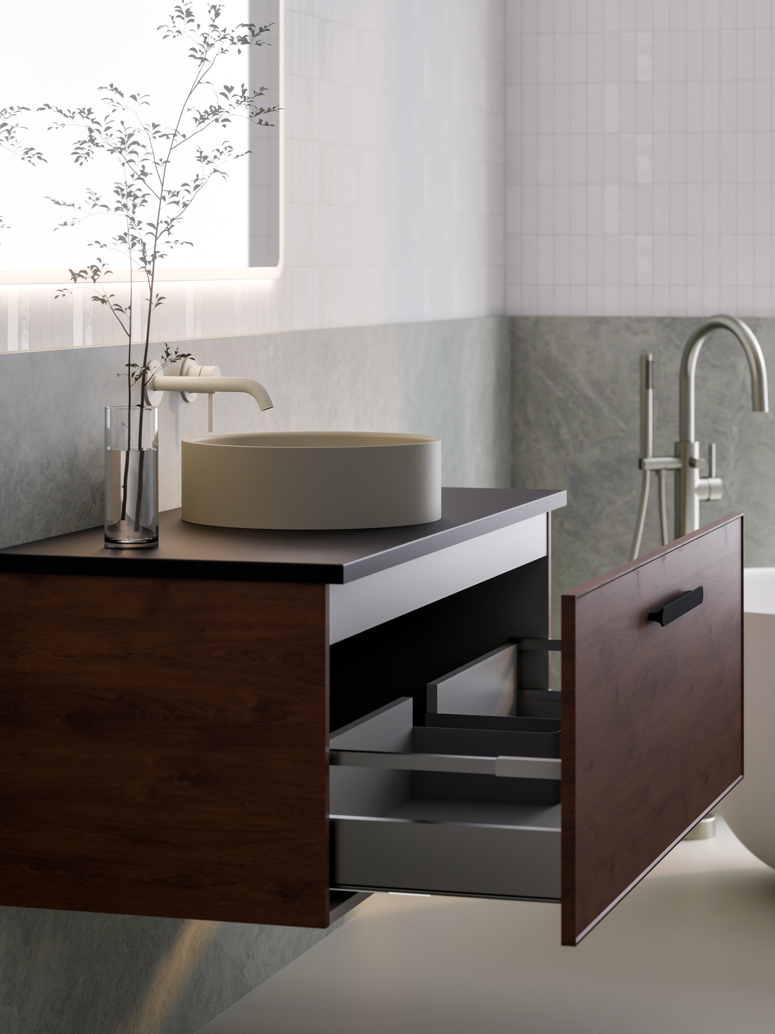 Lineare 1200 Vanity | Single Drawer | Flat Slab Top | Axel Front
