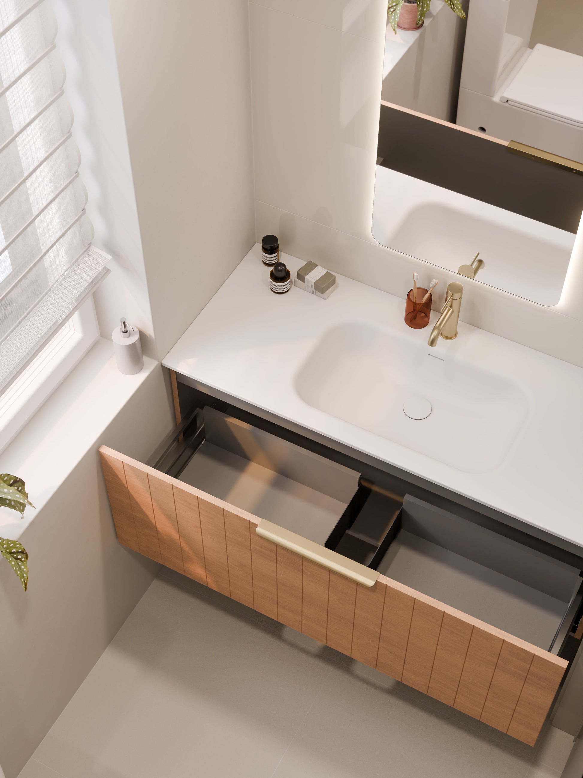 Lineare 1200 Vanity | Single Drawer | Navarra Sink | Coastal Front