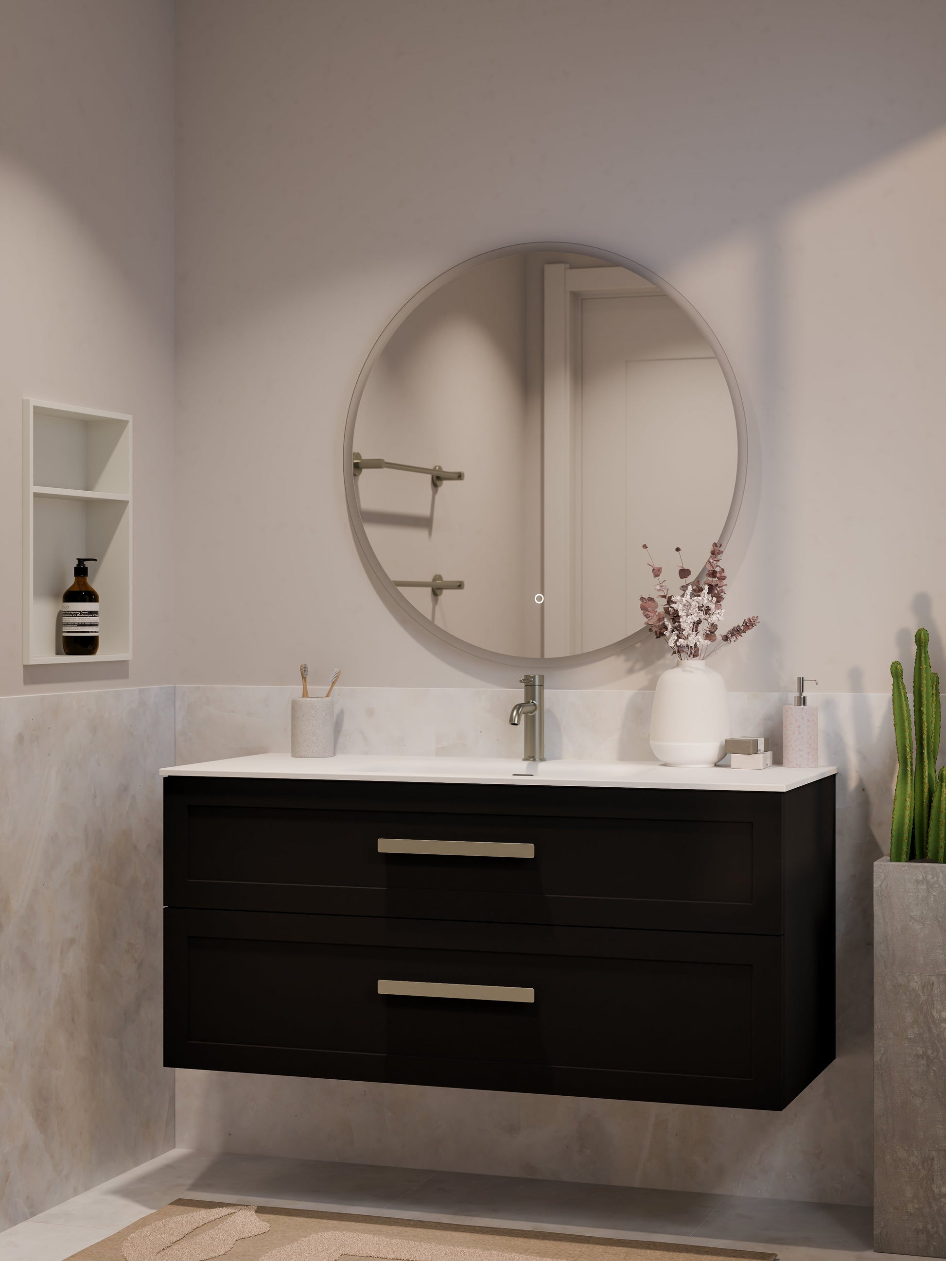 Lineare 1200 Vanity | Double Drawer | Navarra Sink | Loft Front