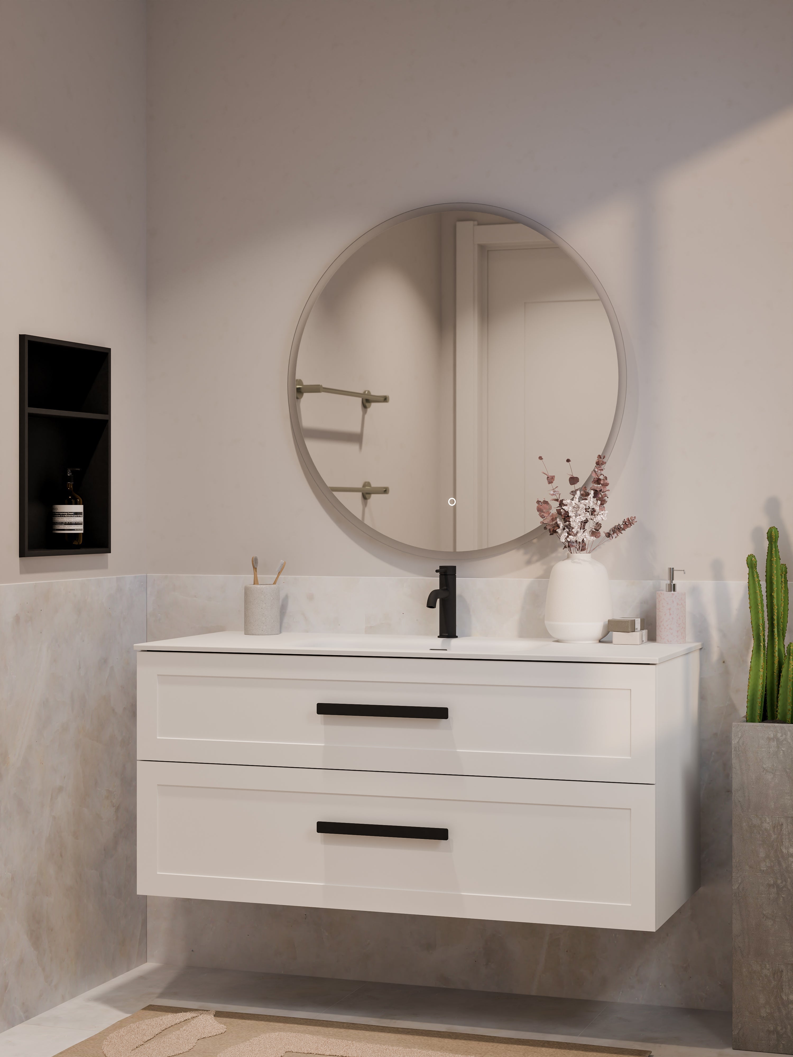 Lineare 1200 Vanity | Double Drawer | Navarra Sink | Loft Front