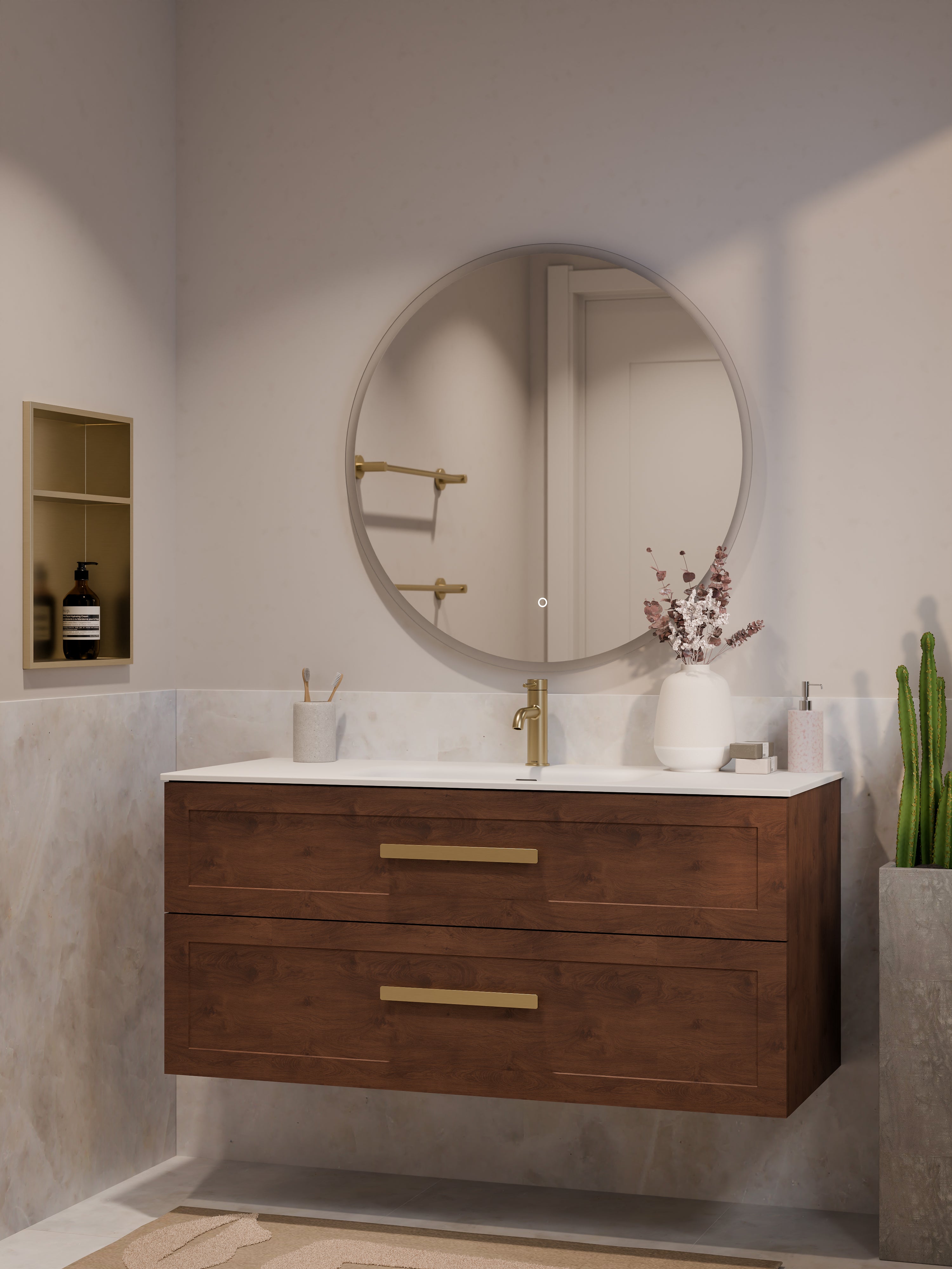 Lineare 1200 Vanity | Double Drawer | Navarra Sink | Loft Front