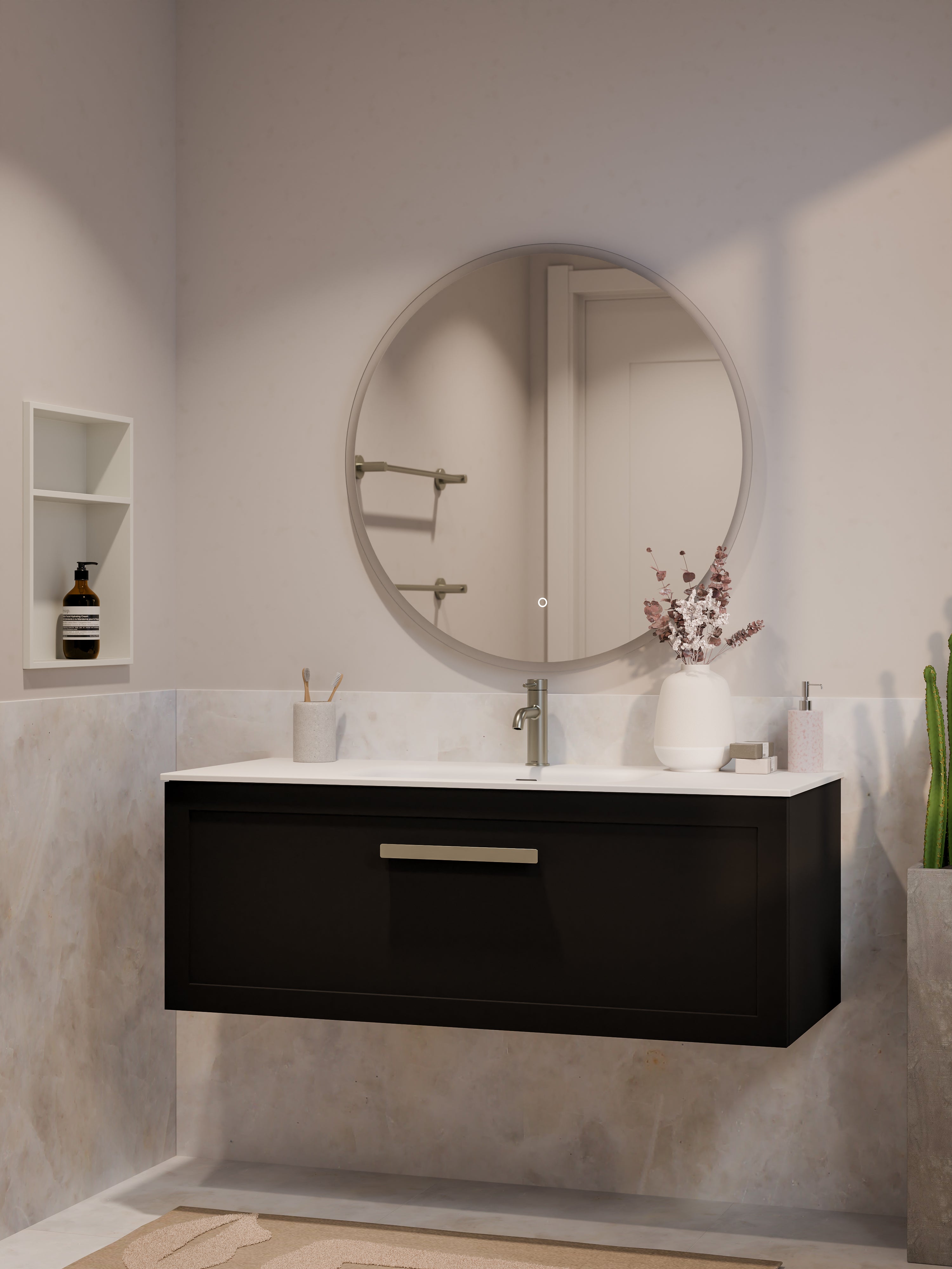 Lineare 1200 Vanity | Single Drawer | Navarra Sink | Loft Front