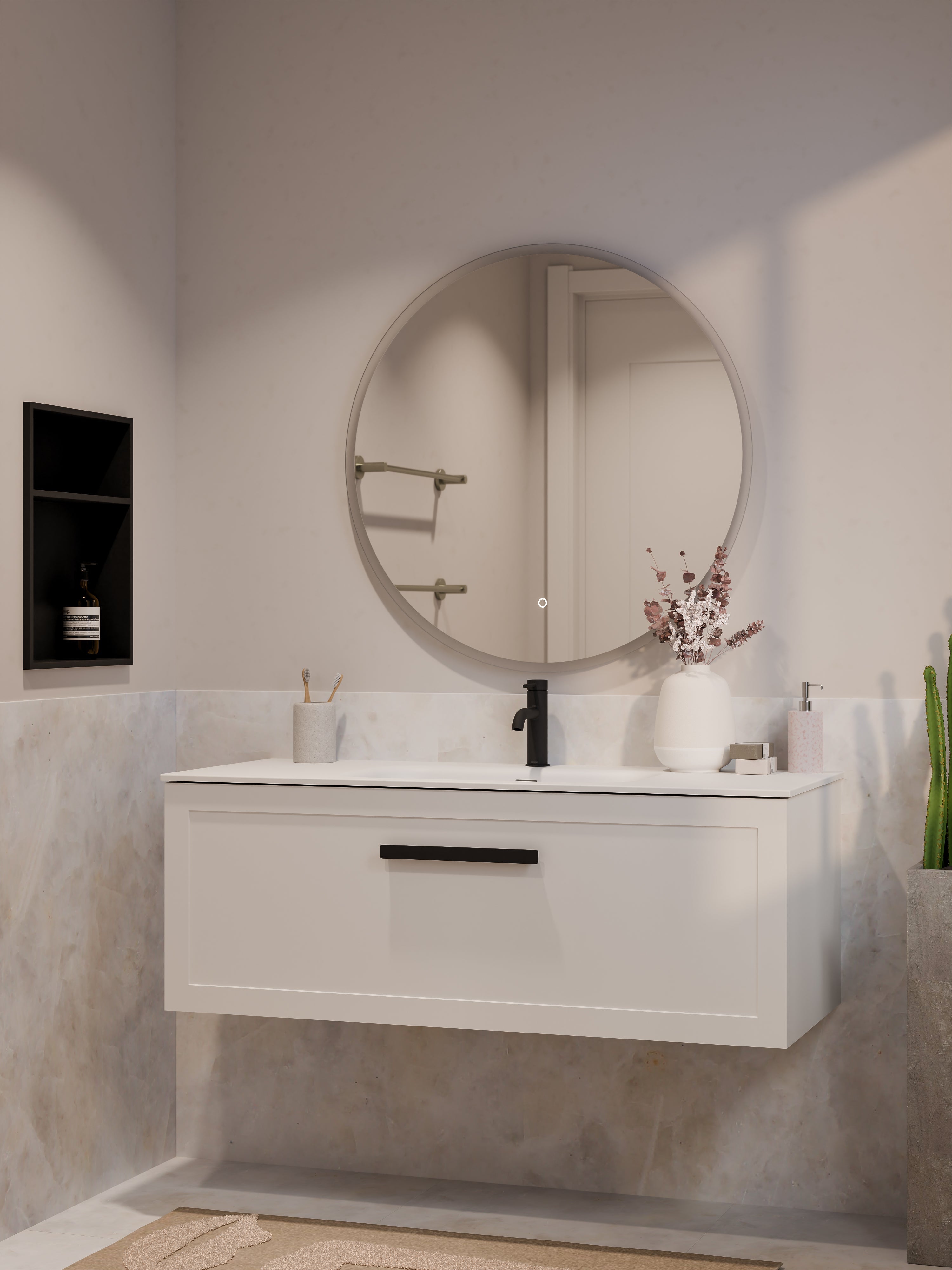 Lineare 1200 Vanity | Single Drawer | Navarra Sink | Loft Front