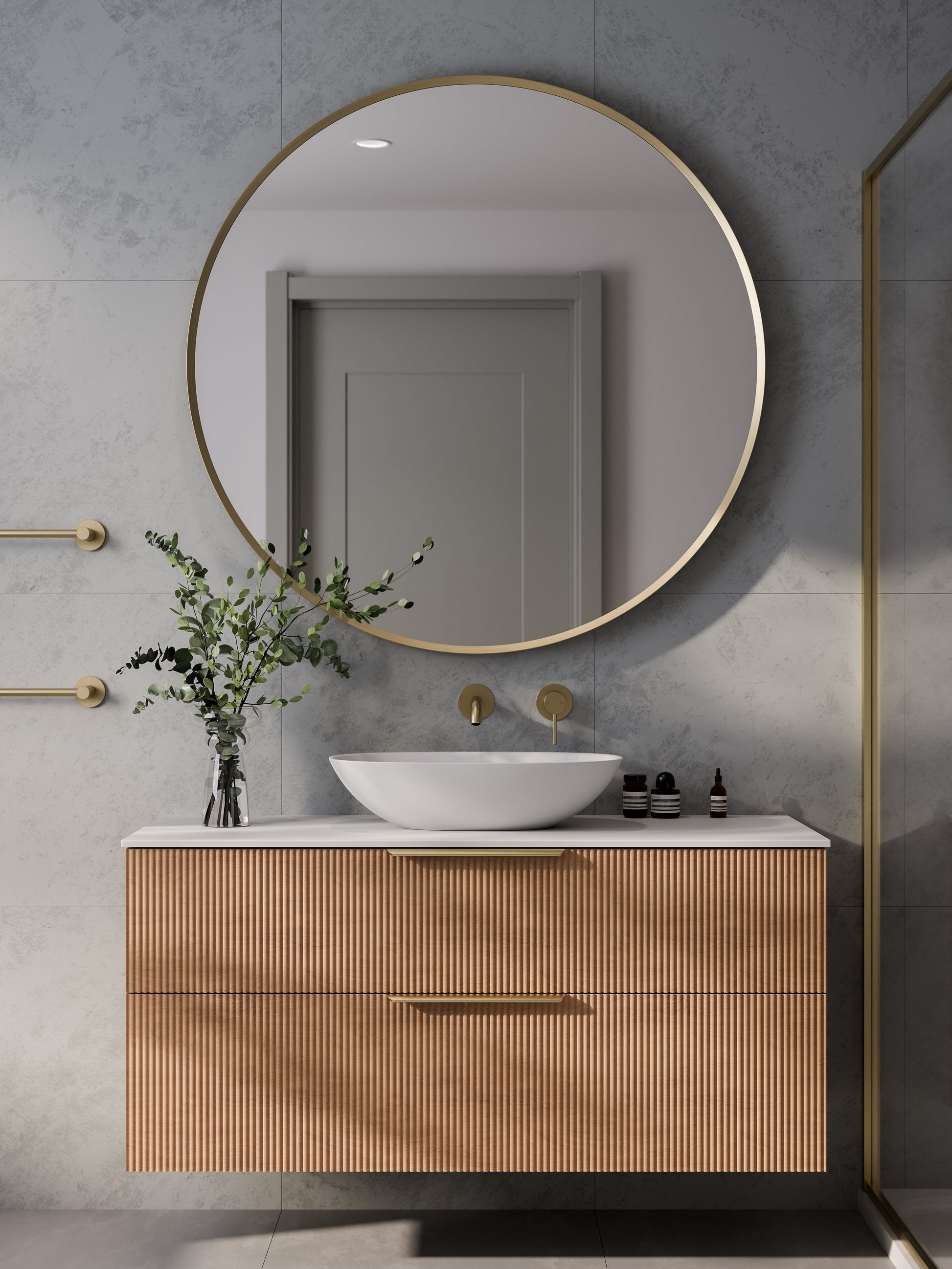 Lineare 1200 Vanity | Double Drawer | Flat Slab Top | Pillar Front