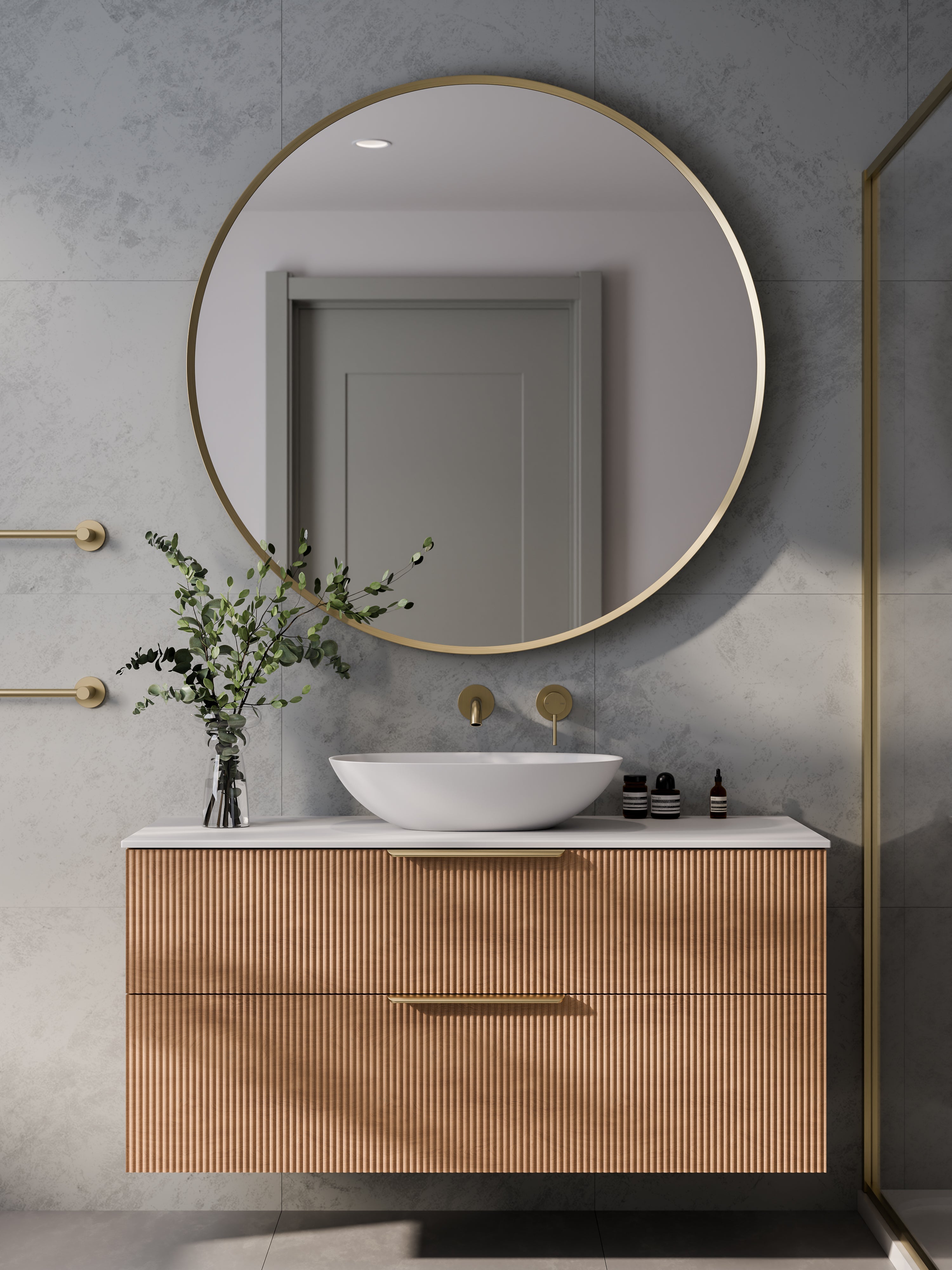 Lineare 1200 Vanity | Double Drawer | Flat Slab Top | Pillar Front
