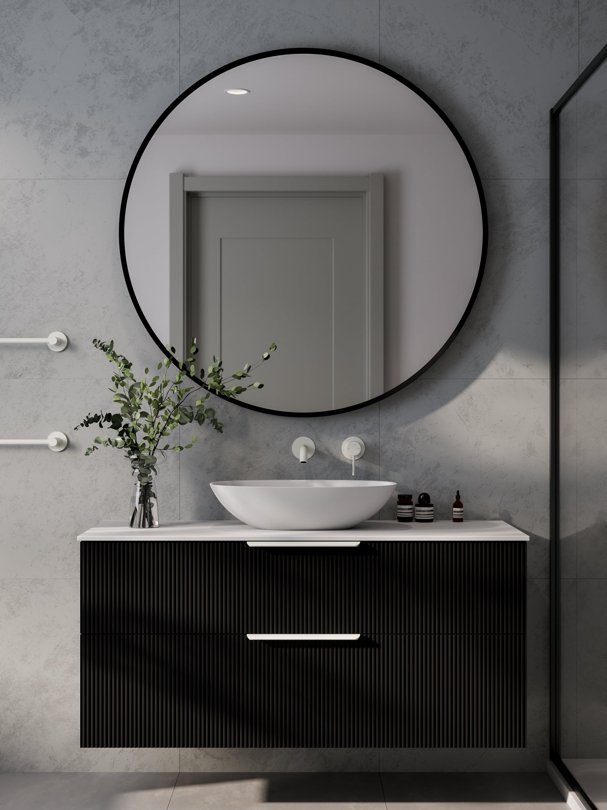 Lineare 1200 Vanity | Double Drawer | Flat Slab Top | Pillar Front