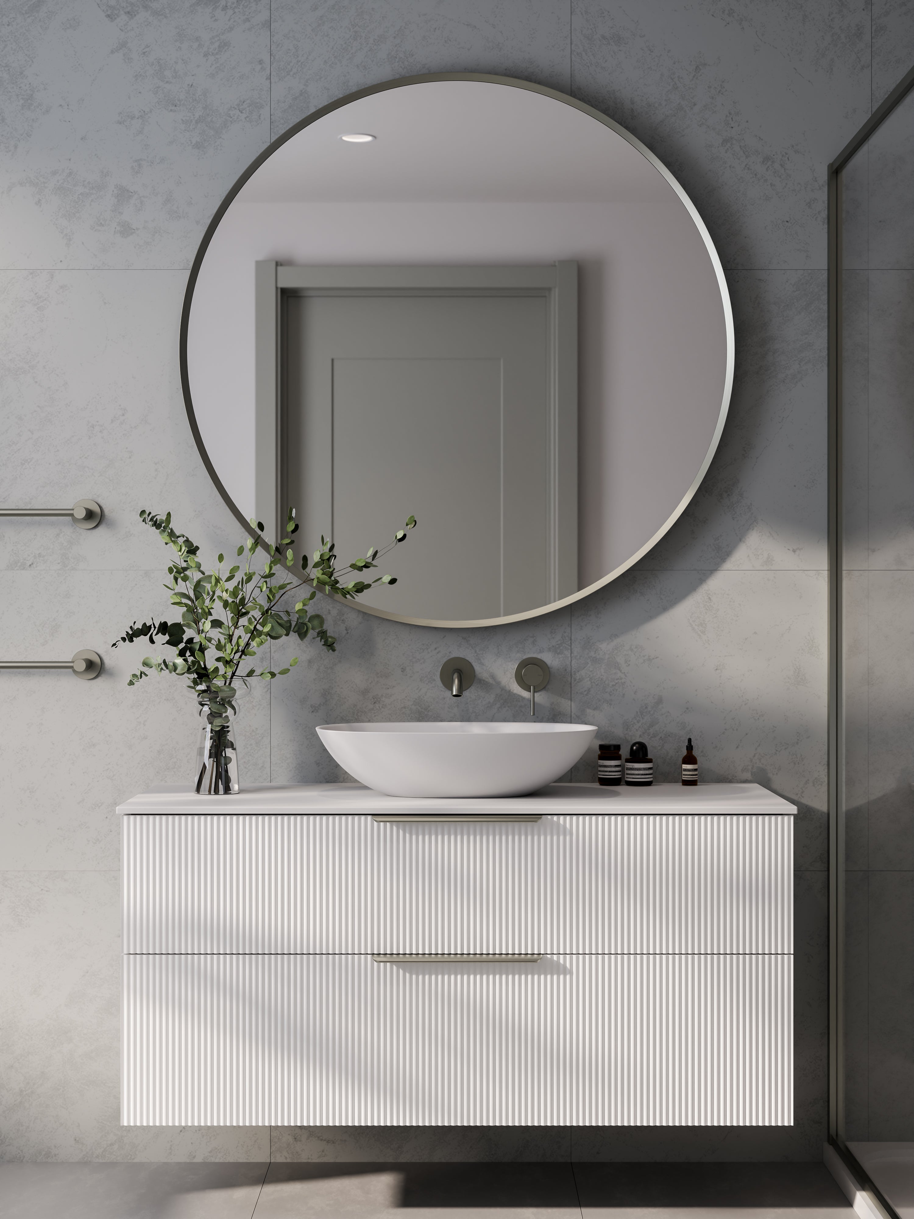 Lineare 1200 Vanity | Double Drawer | Flat Slab Top | Pillar Front
