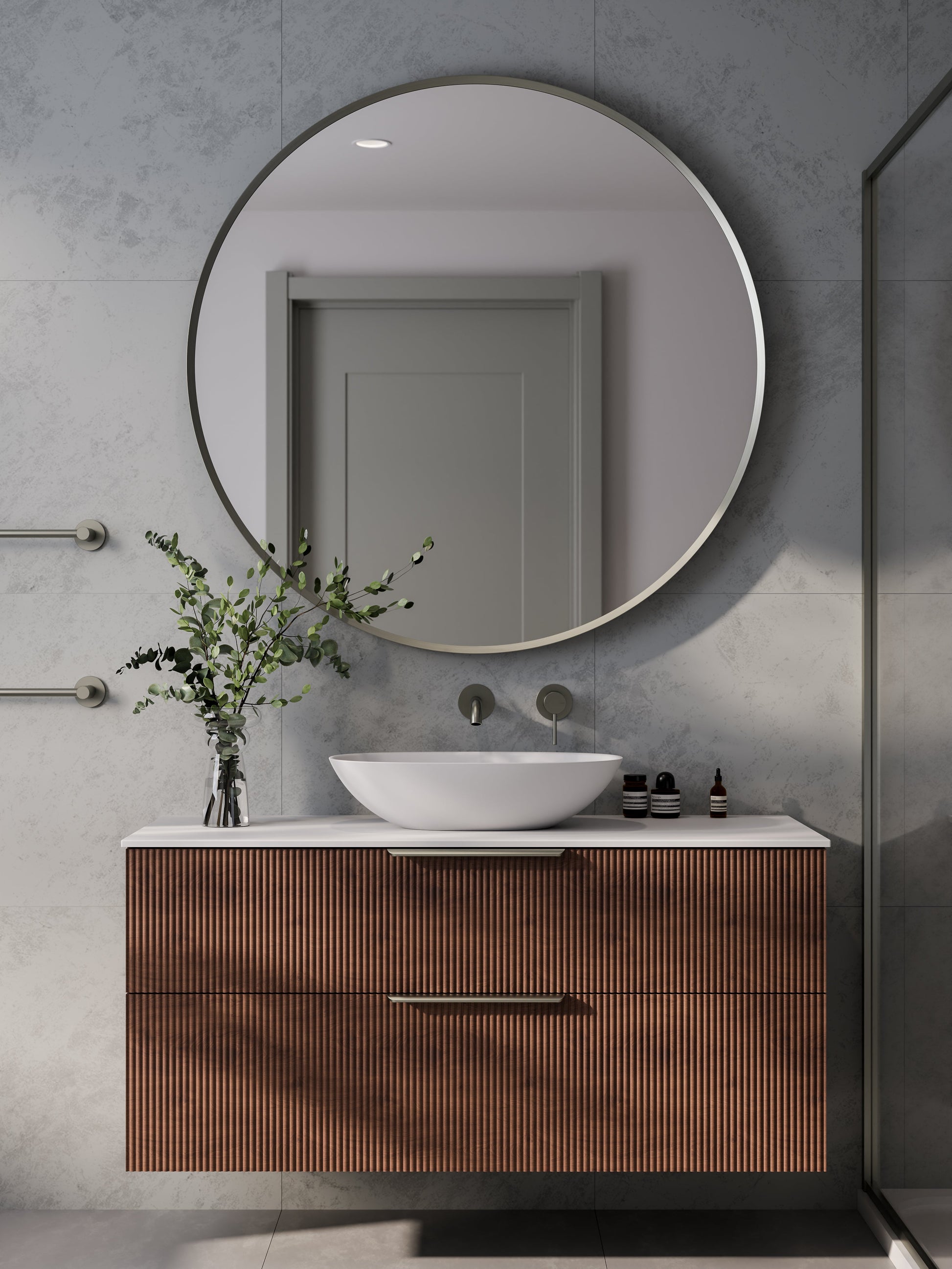 Lineare 1200 Vanity | Double Drawer | Flat Slab Top | Pillar Front