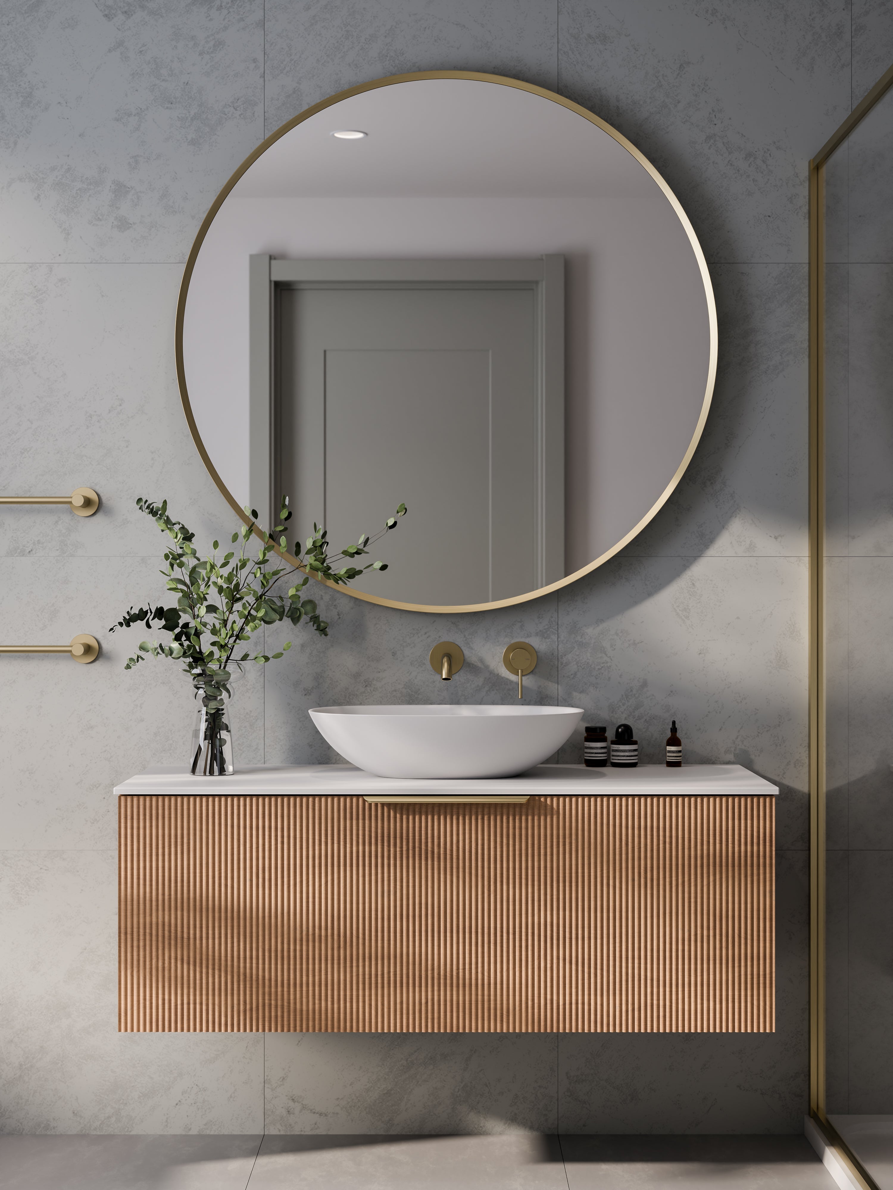 Lineare 1200 Vanity | Single Drawer | Flat Slab Top | Pillar Front