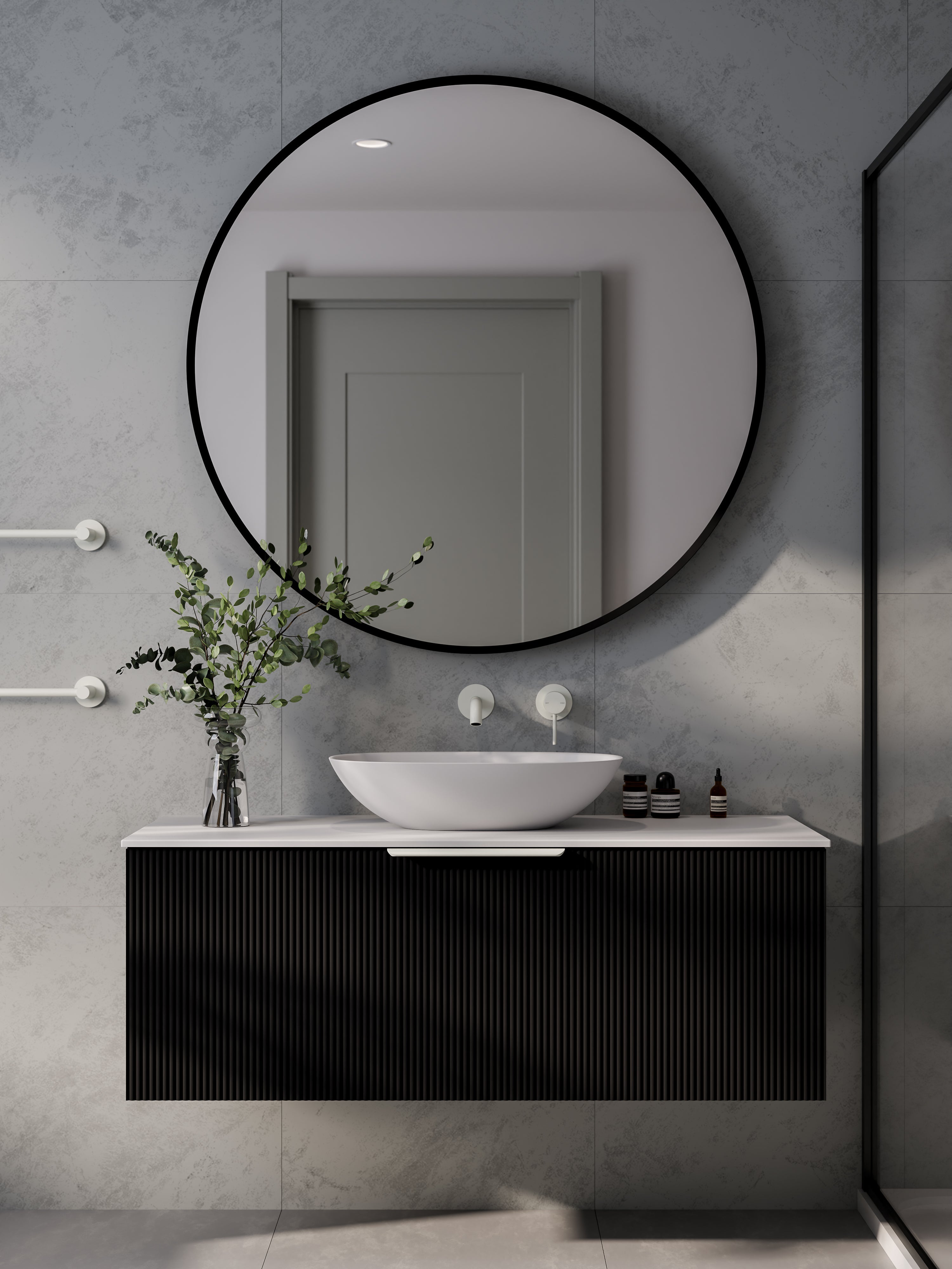 Lineare 1200 Vanity | Single Drawer | Flat Slab Top | Pillar Front