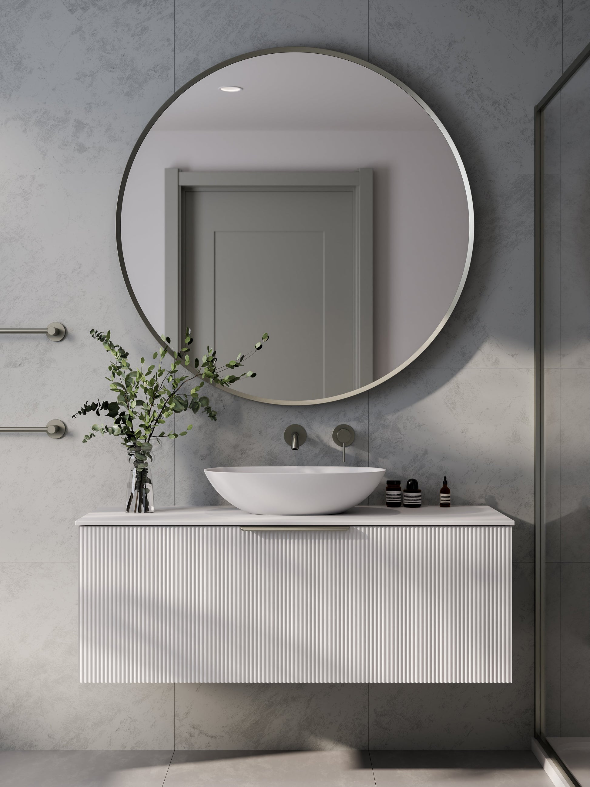 Lineare 1200 Vanity | Single Drawer | Flat Slab Top | Pillar Front