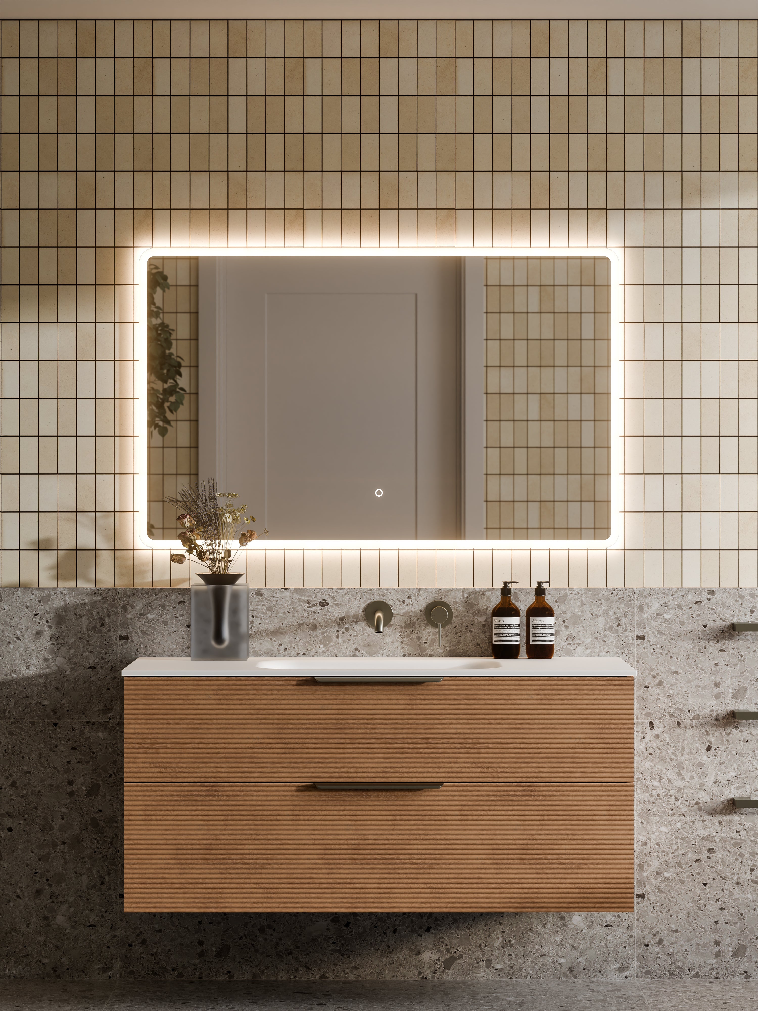 Lineare 1200 Vanity | Double Drawer | Navarra Sink | Orchard Front