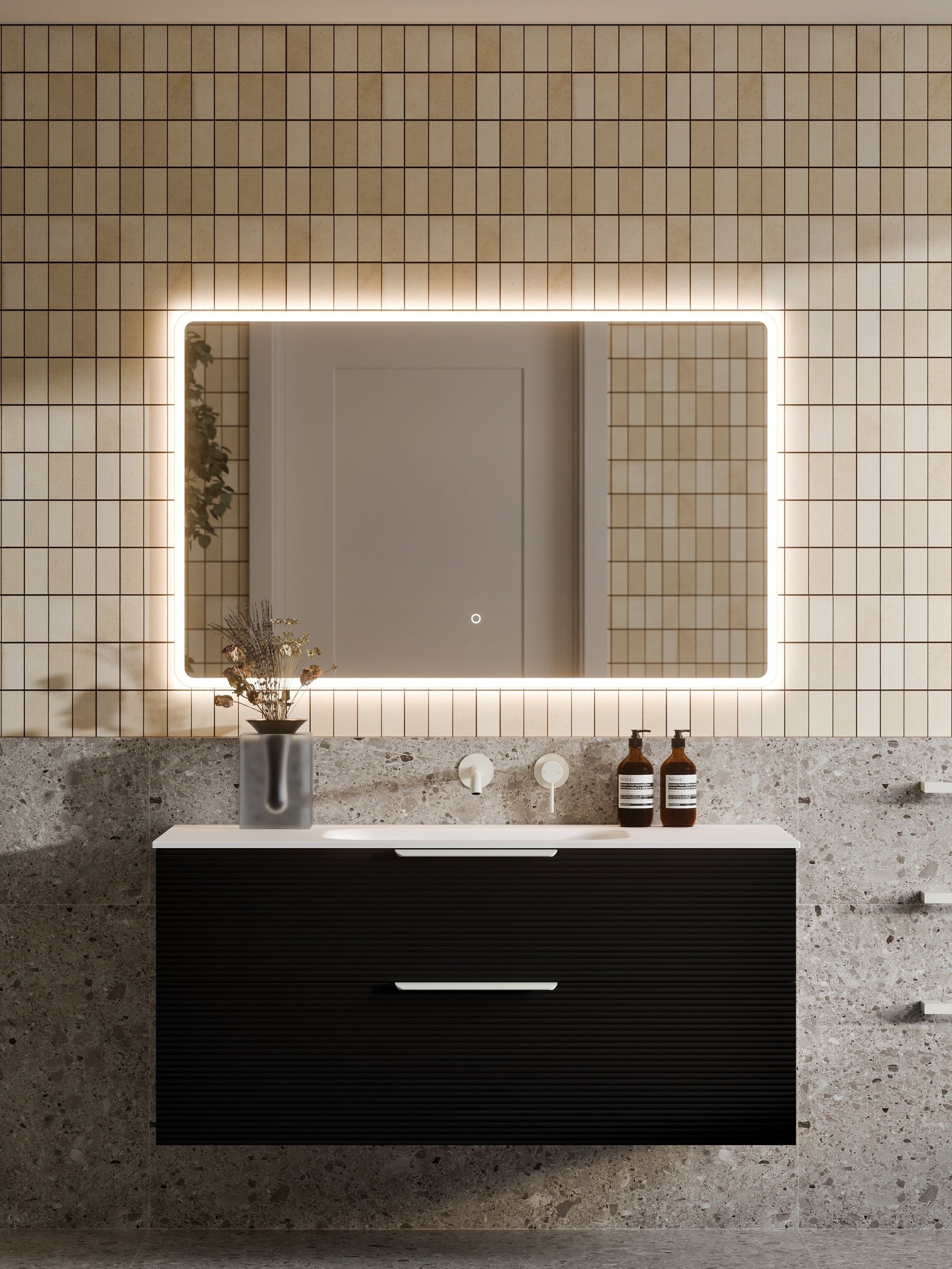 Lineare 1200 Vanity | Double Drawer | Navarra Sink | Orchard Front