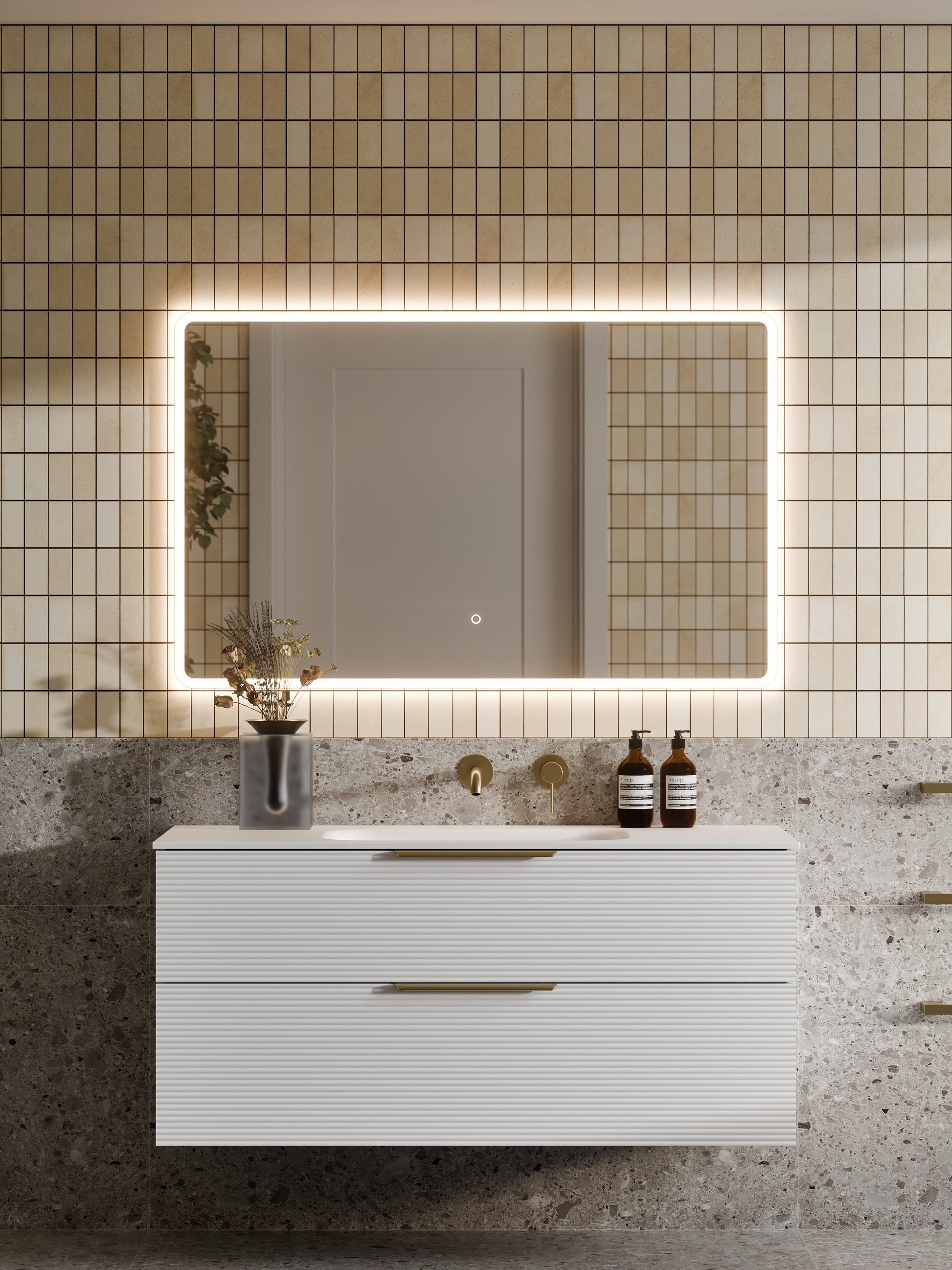 Lineare 1200 Vanity | Double Drawer | Navarra Sink | Orchard Front