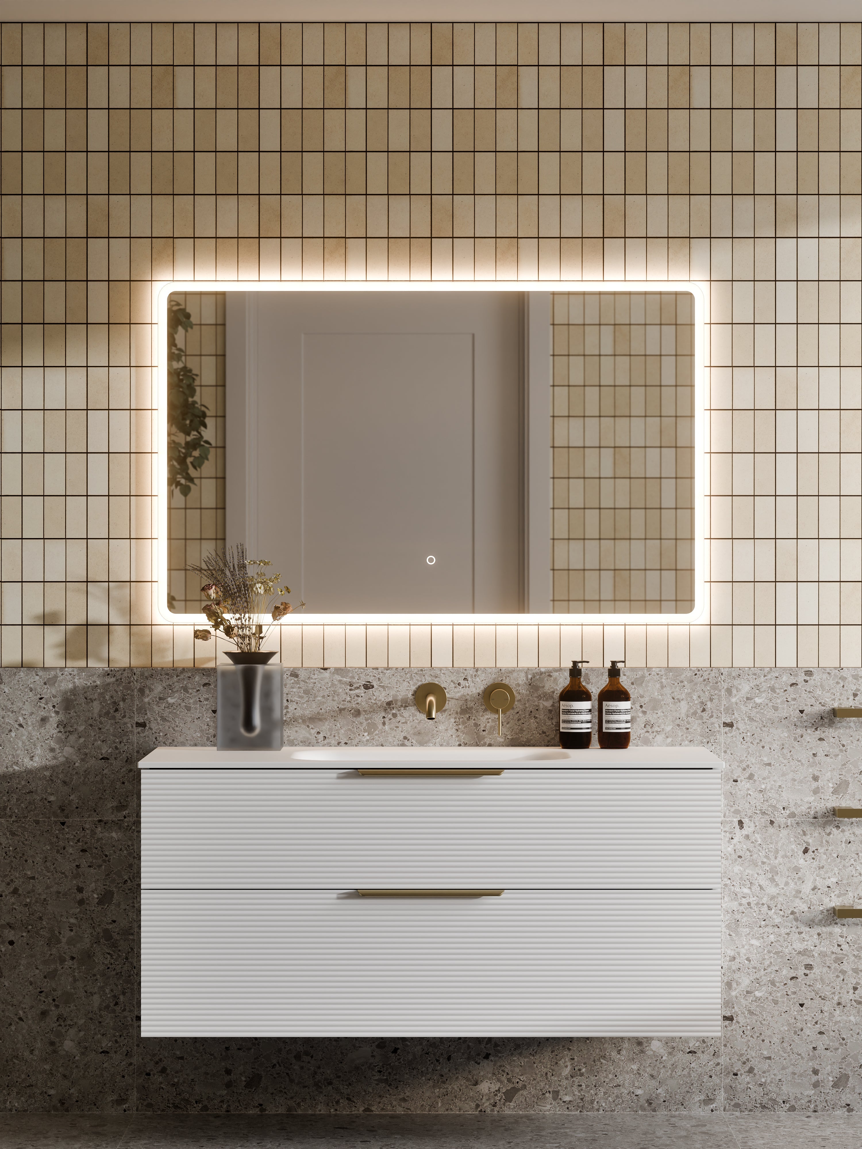 Lineare 1200 Vanity | Double Drawer | Navarra Sink | Orchard Front
