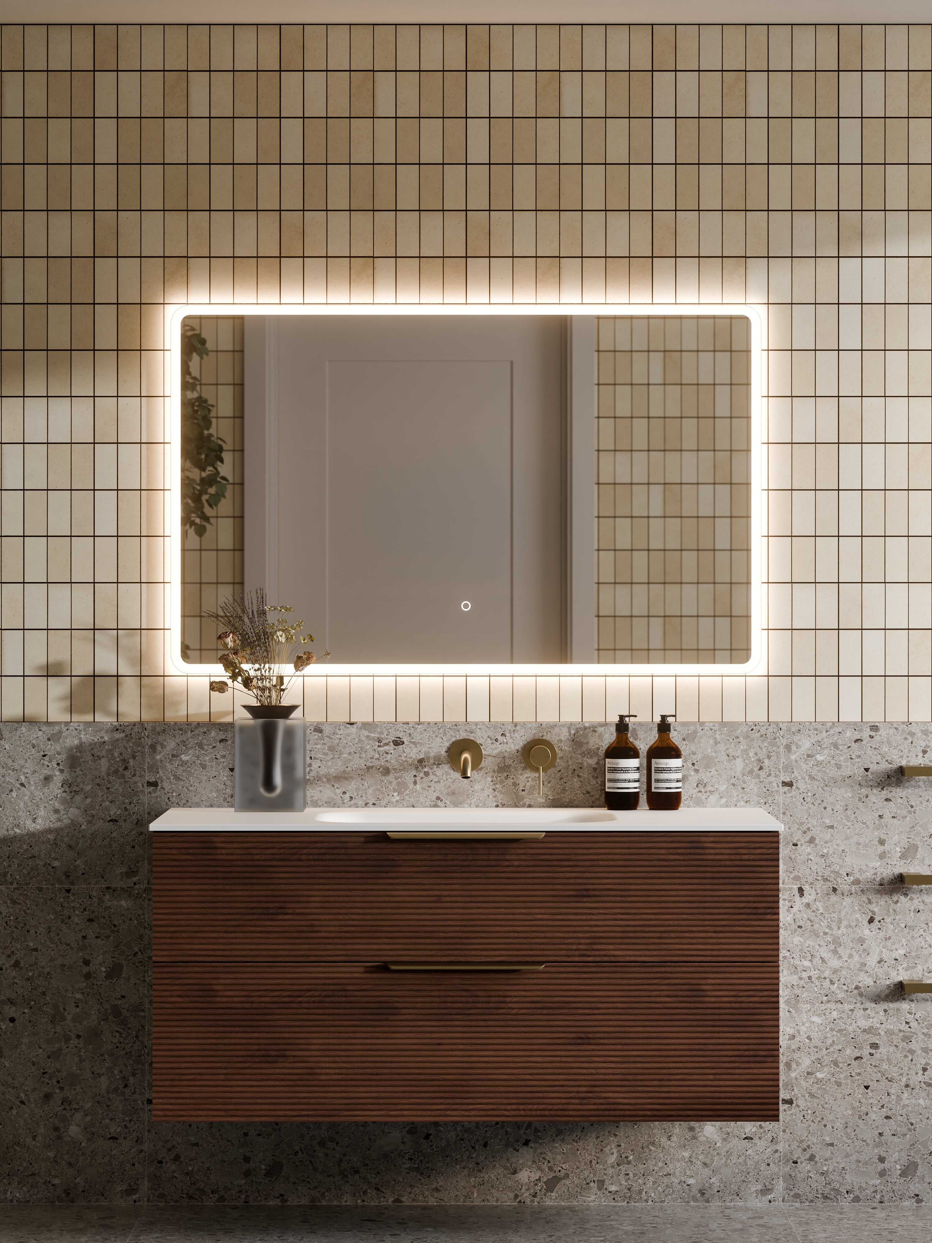 Lineare 1200 Vanity | Double Drawer | Navarra Sink | Orchard Front