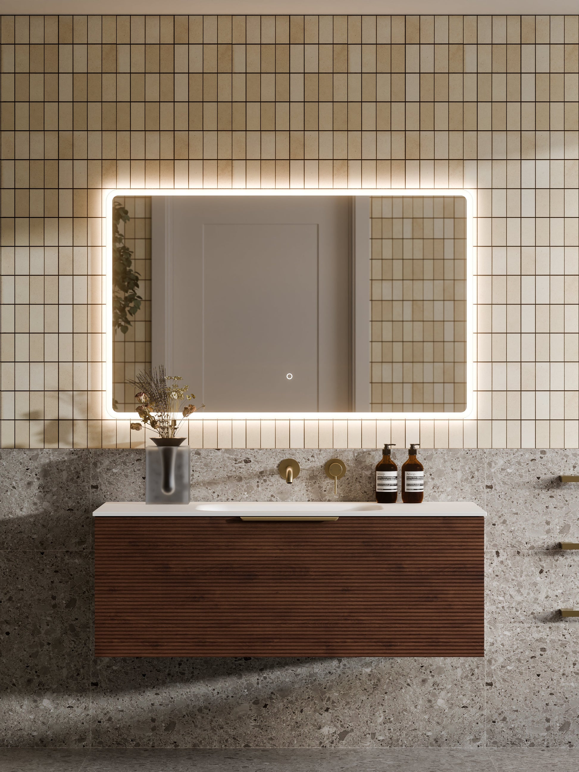Lineare 1200 Vanity | Single Drawer | Navarra Sink | Orchard Front