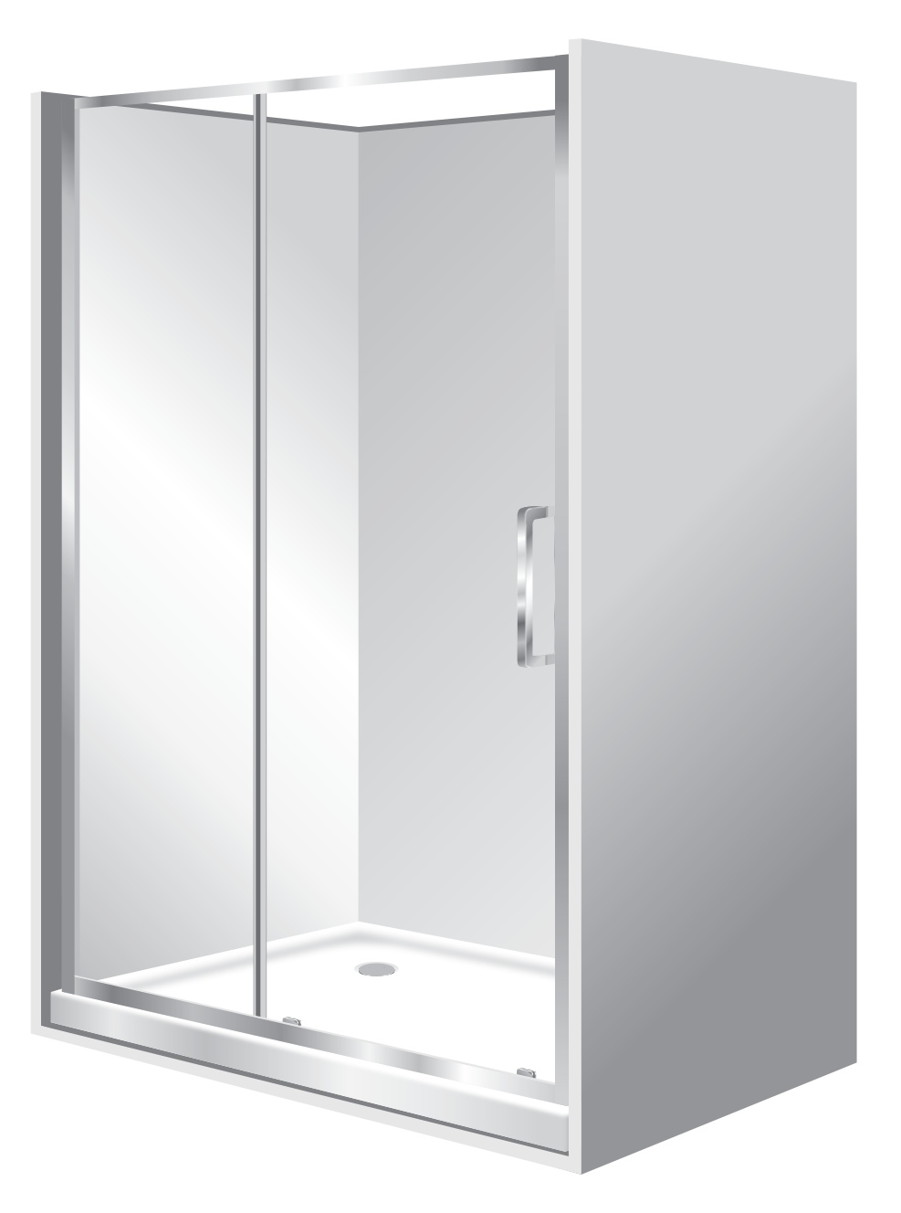 ELITE ELEGANCE ALCOVE FRAMED 2 PANEL SLIDING DOOR SHOWER KIT - CHROME