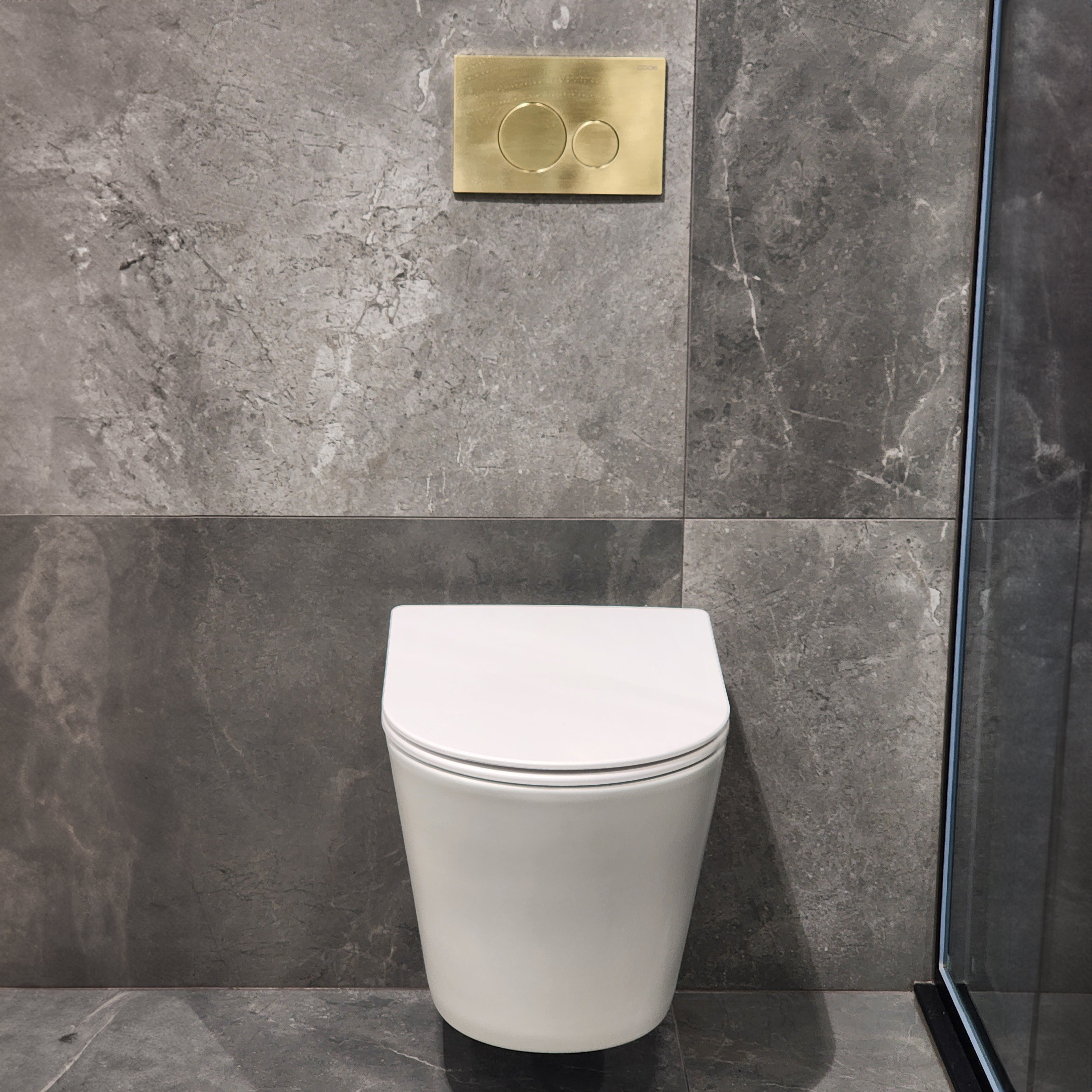 CODE PURE TYPHOON WALL HUNG TOILET SUITE | BRUSHED BRASS BUTTON