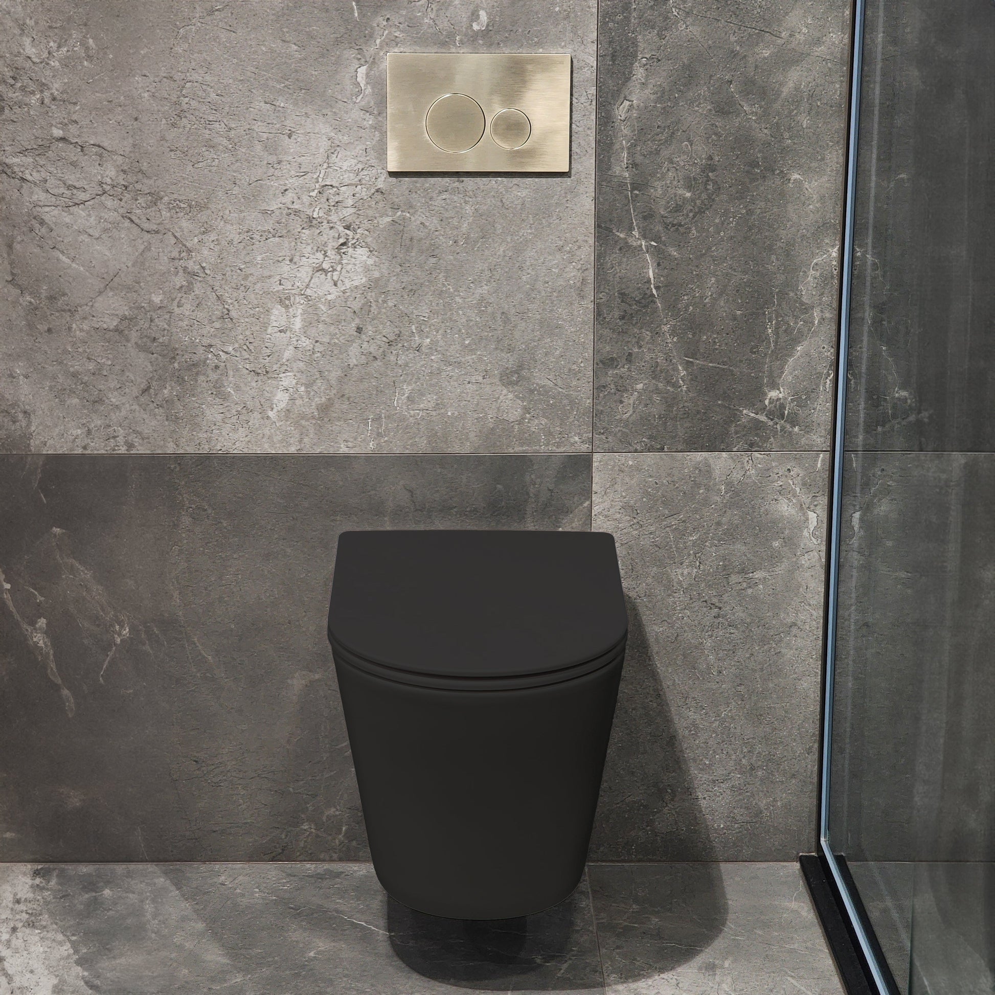 CODE PURE TYPHOON WALL HUNG TOILET SUITE x BRUSHED NICKEL BUTTON