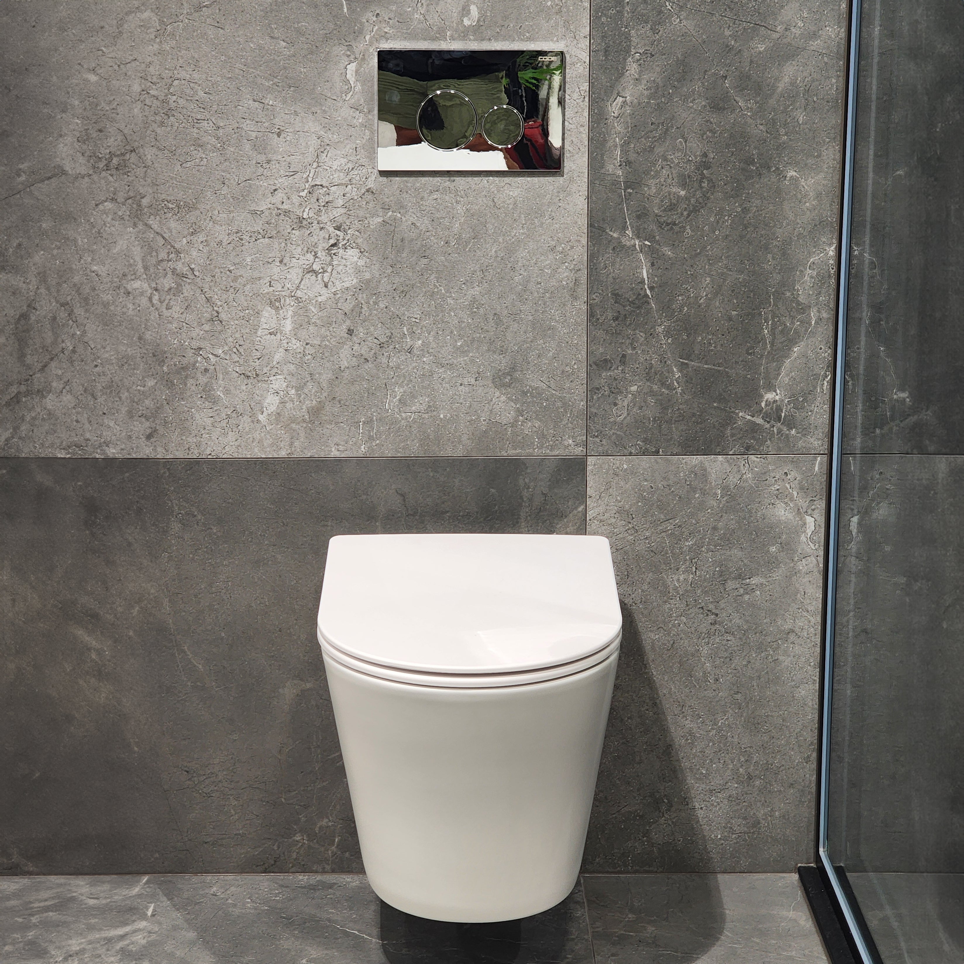 CODE PURE TYPHOON WALL HUNG TOILET SUITE x CHROME BUTTON