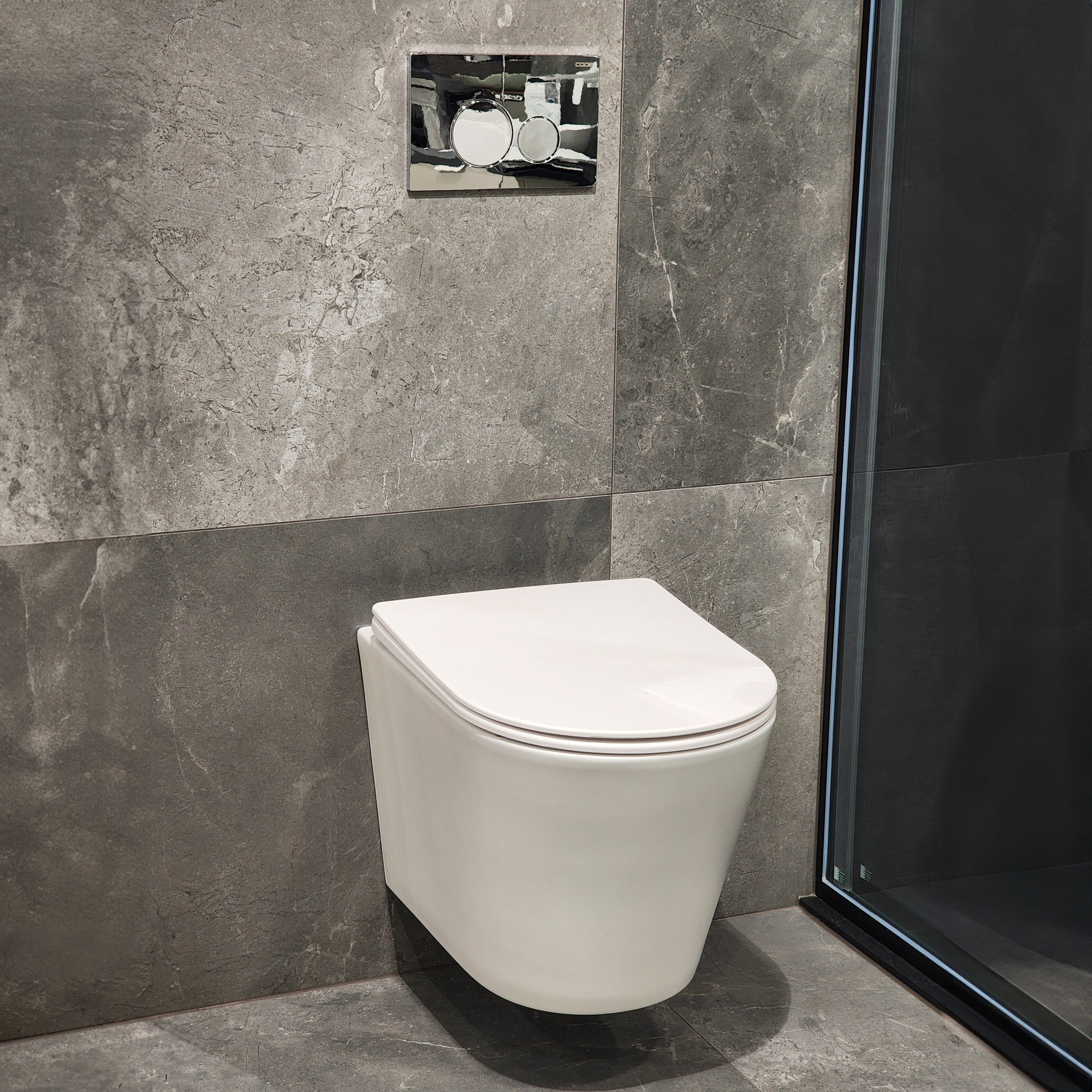 CODE PURE TYPHOON WALL HUNG TOILET SUITE x CHROME BUTTON