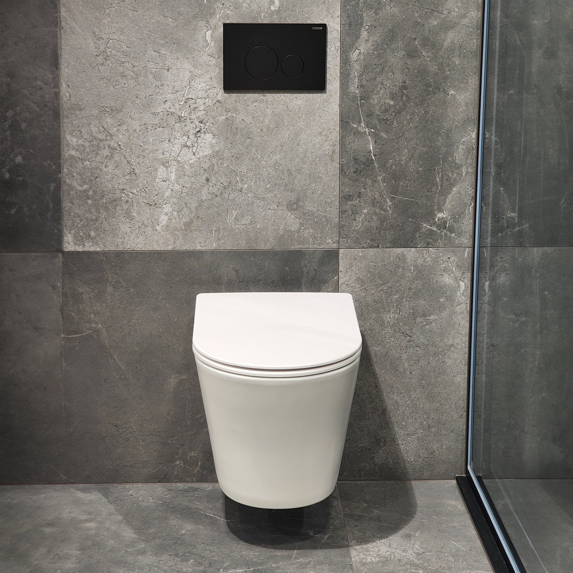 CODE PURE TYPHOON WALL HUNG TOILET SUITE x MATTE BLACK BUTTON