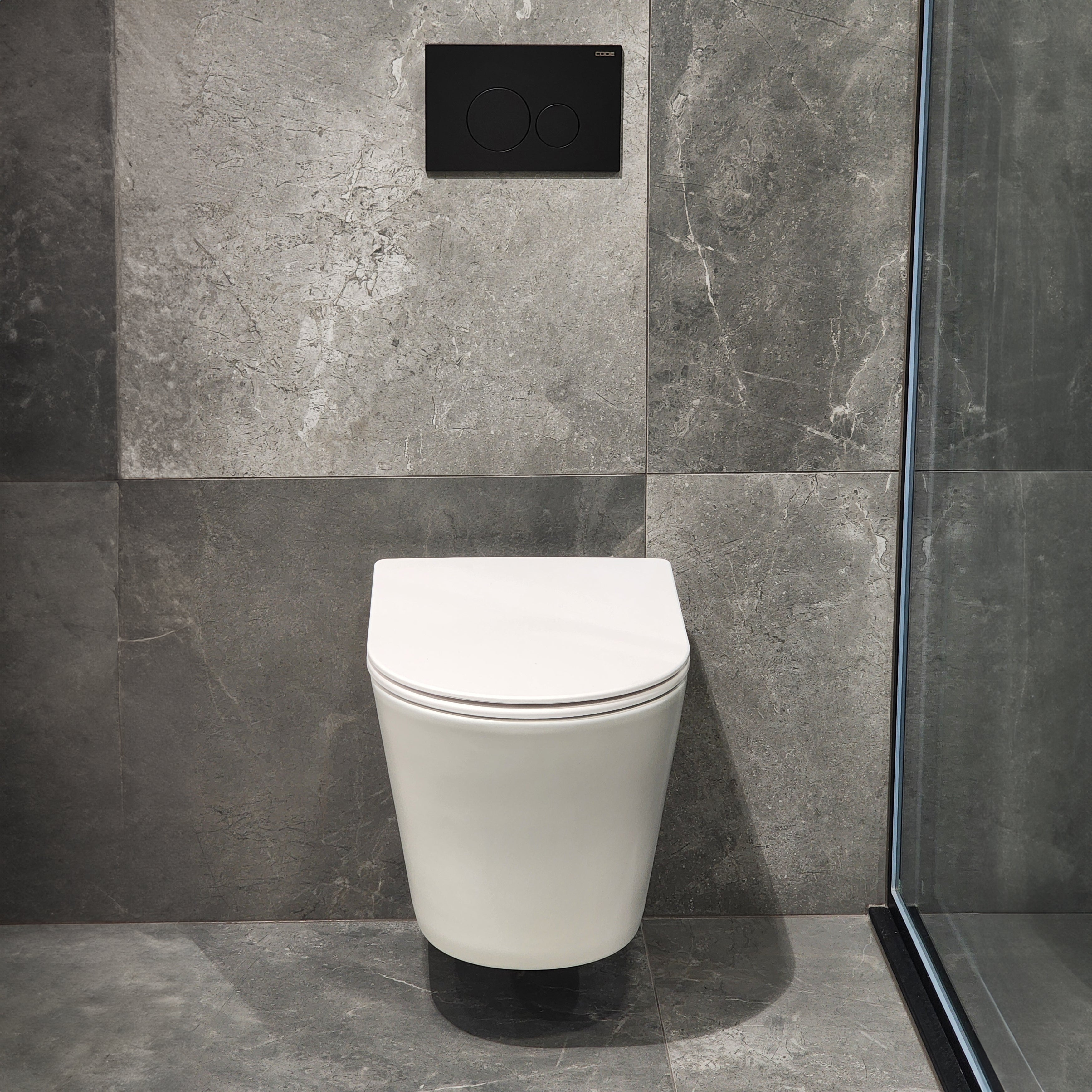 CODE PURE TYPHOON WALL HUNG TOILET SUITE x MATTE BLACK BUTTON