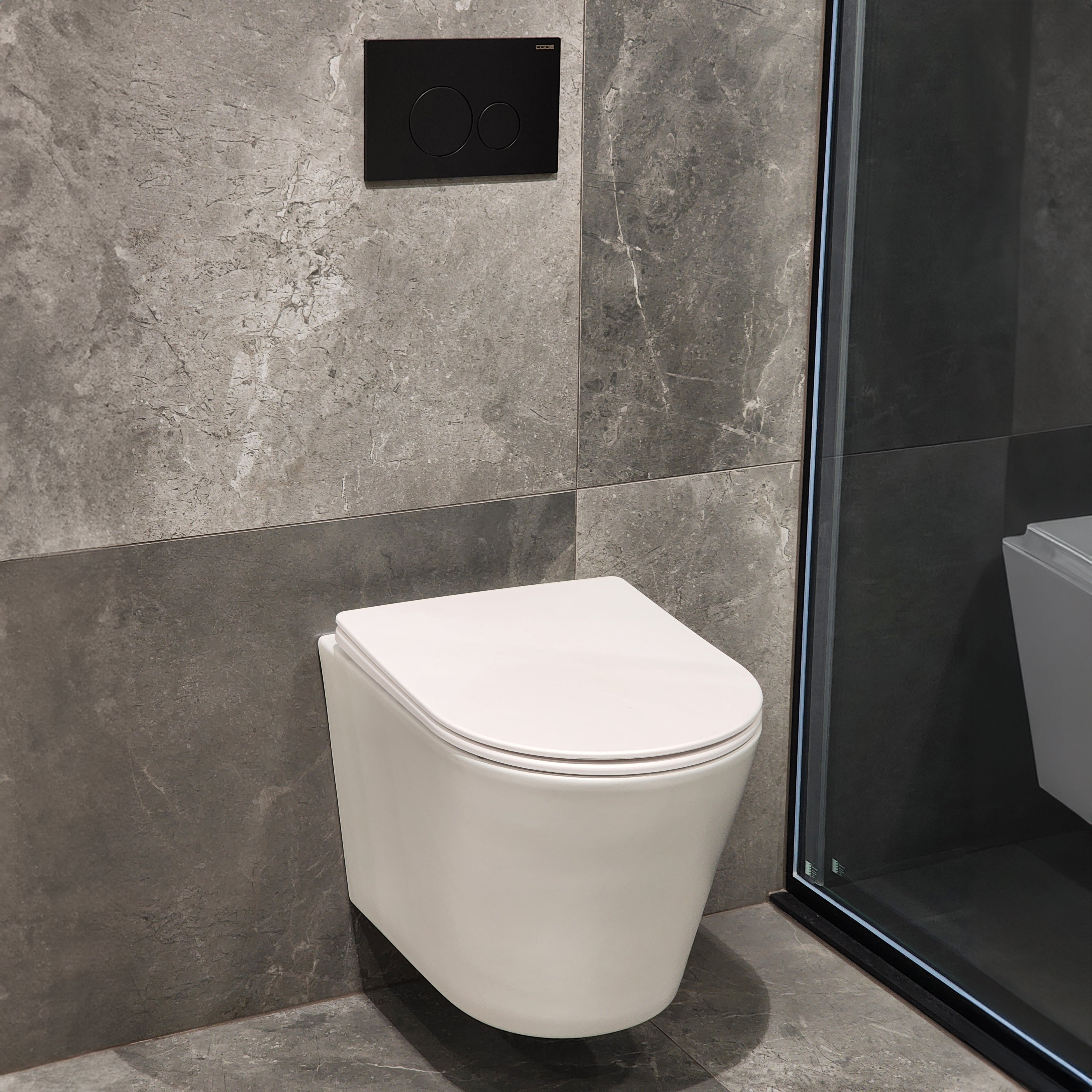 CODE PURE TYPHOON WALL HUNG TOILET SUITE x MATTE BLACK BUTTON